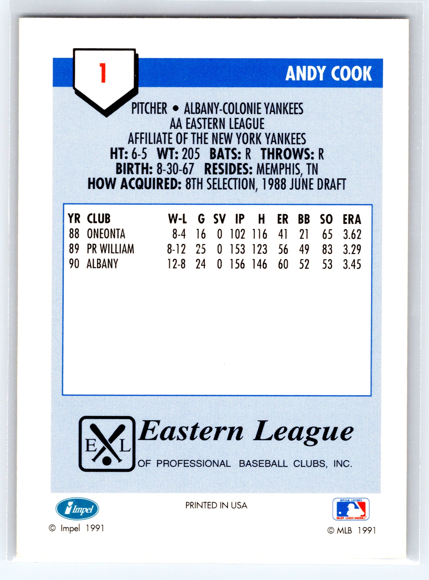 1991 Line Drive AA #1 Andy Cook