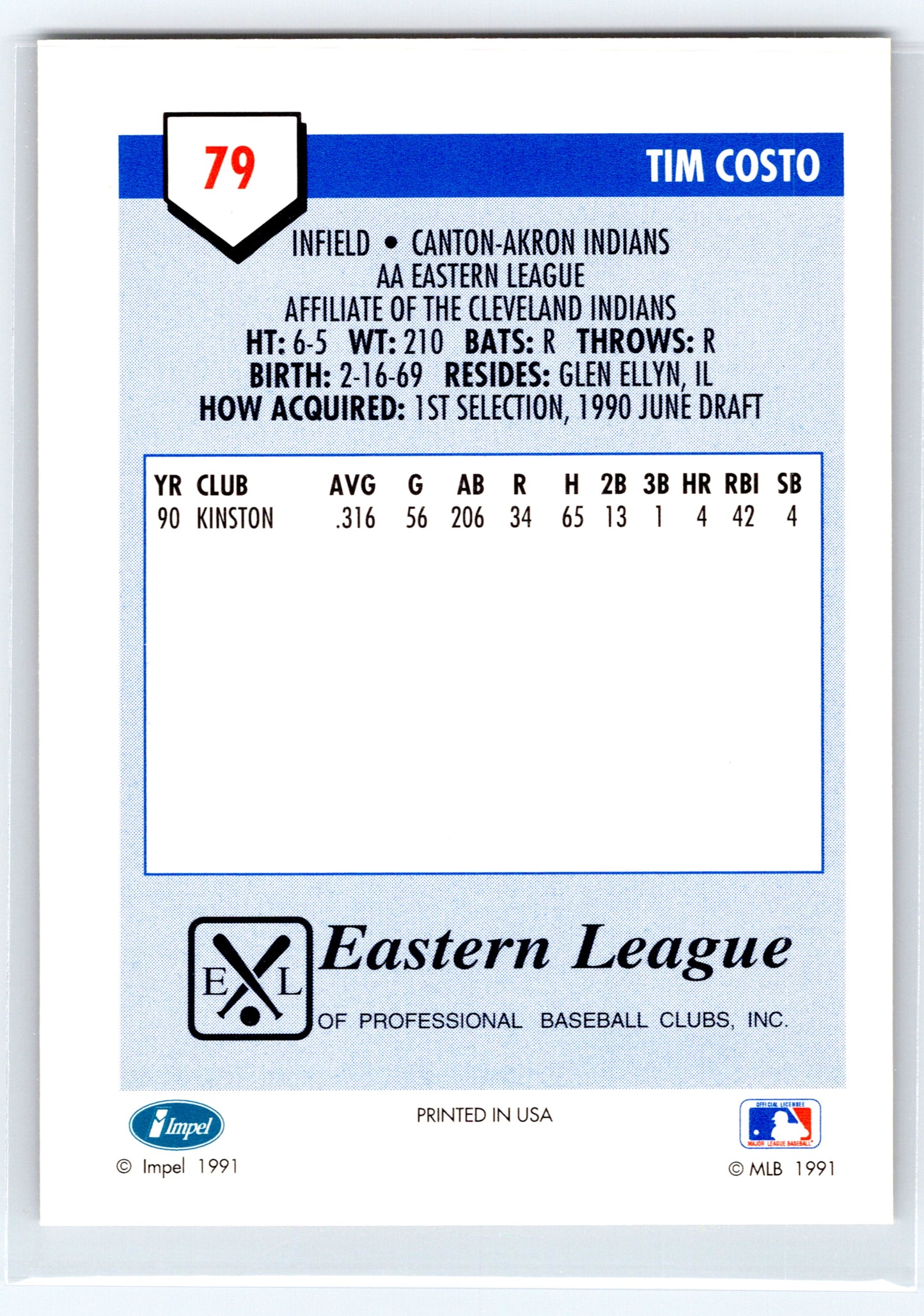 1991 Line Drive AA #79 Tim Costo