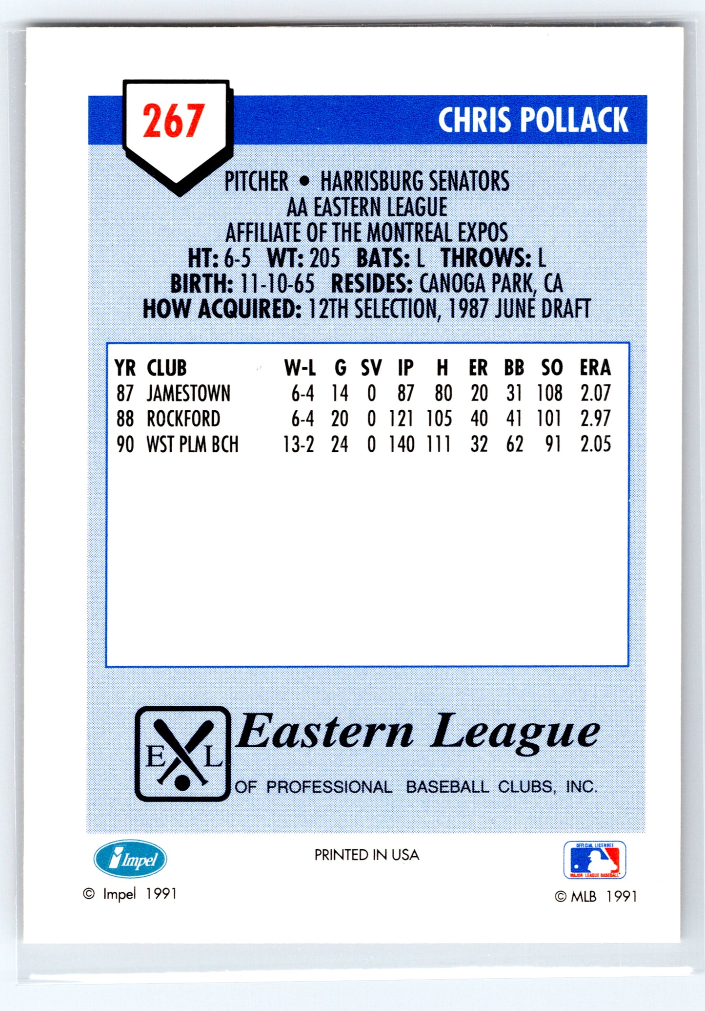 1991 Line Drive AA #267 Chris Pollack