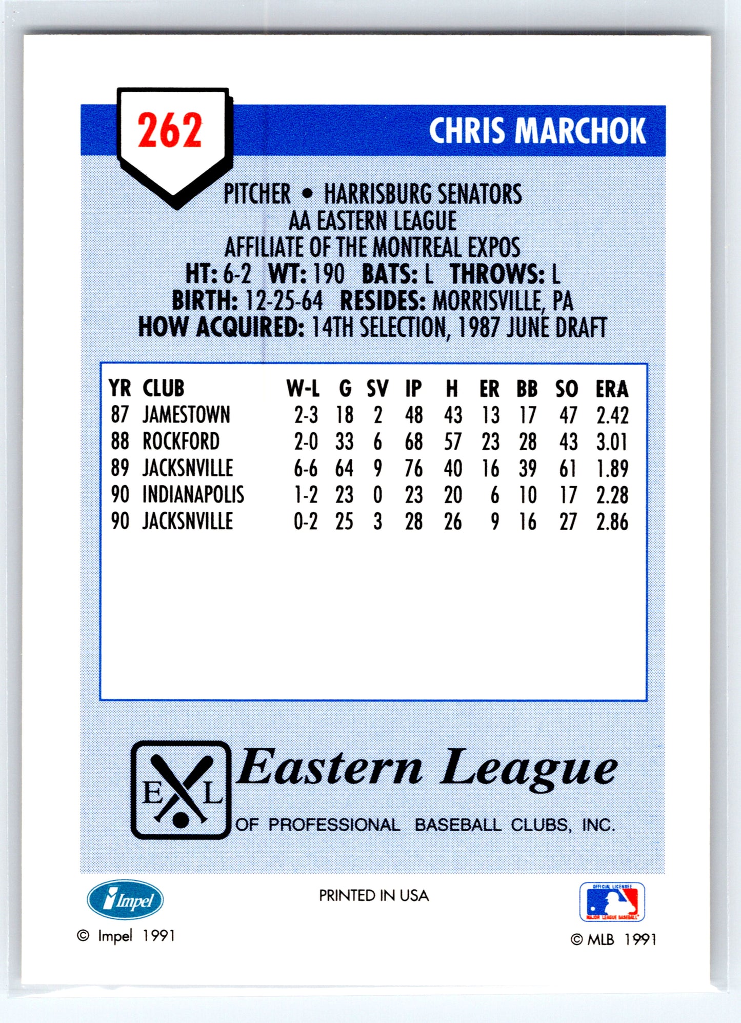 1991 Line Drive AA #262 Chris Marchok