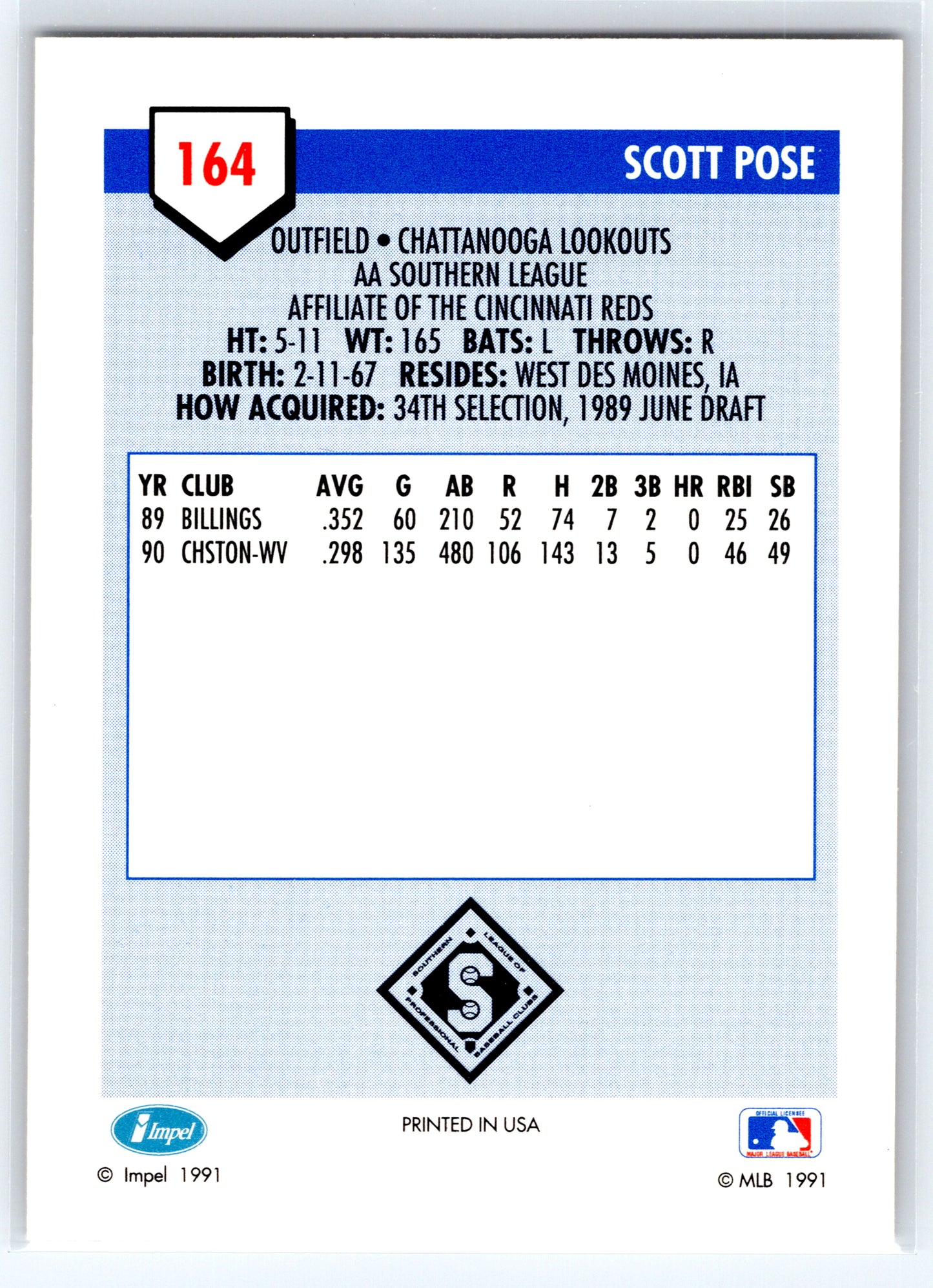 1991 Line Drive AA #164 Scott Pose