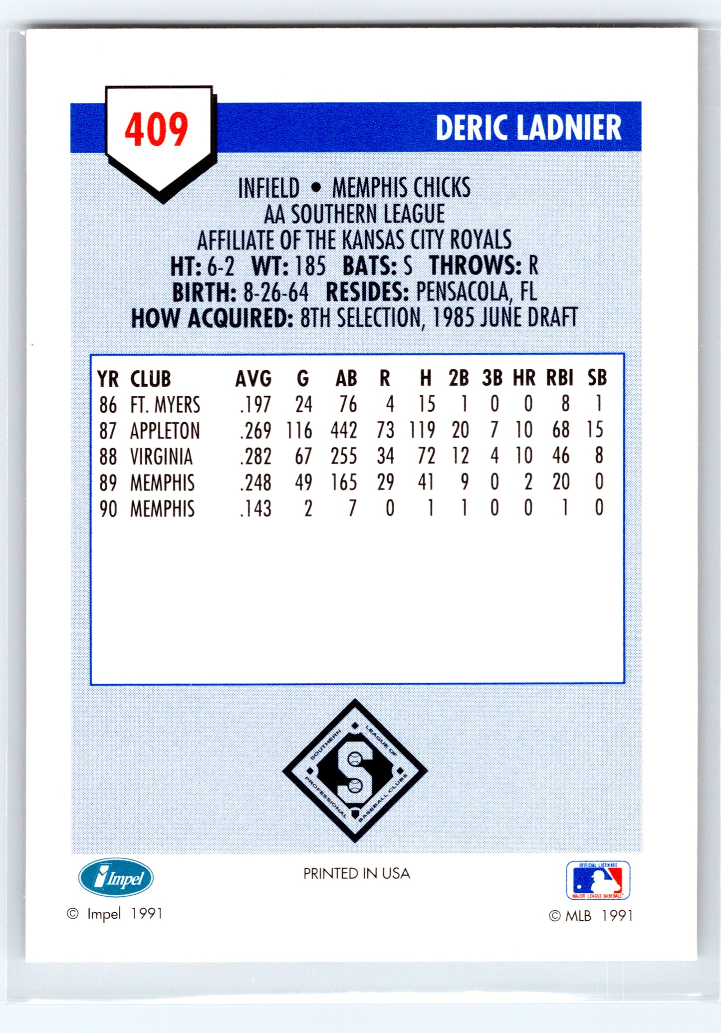 1991 Line Drive AA #409 Deric Ladnier