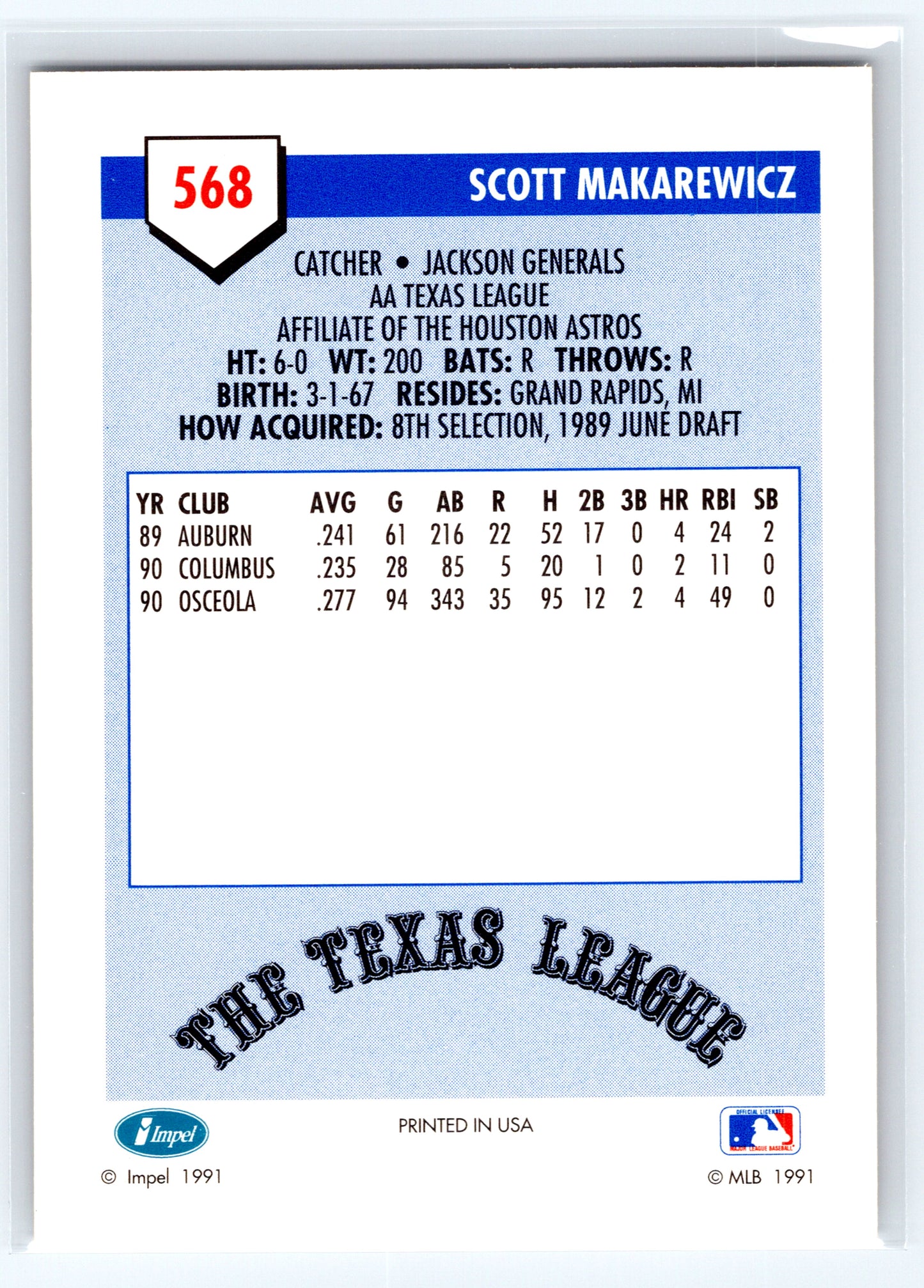 1991 Line Drive AA #568 Scott Makarewicz