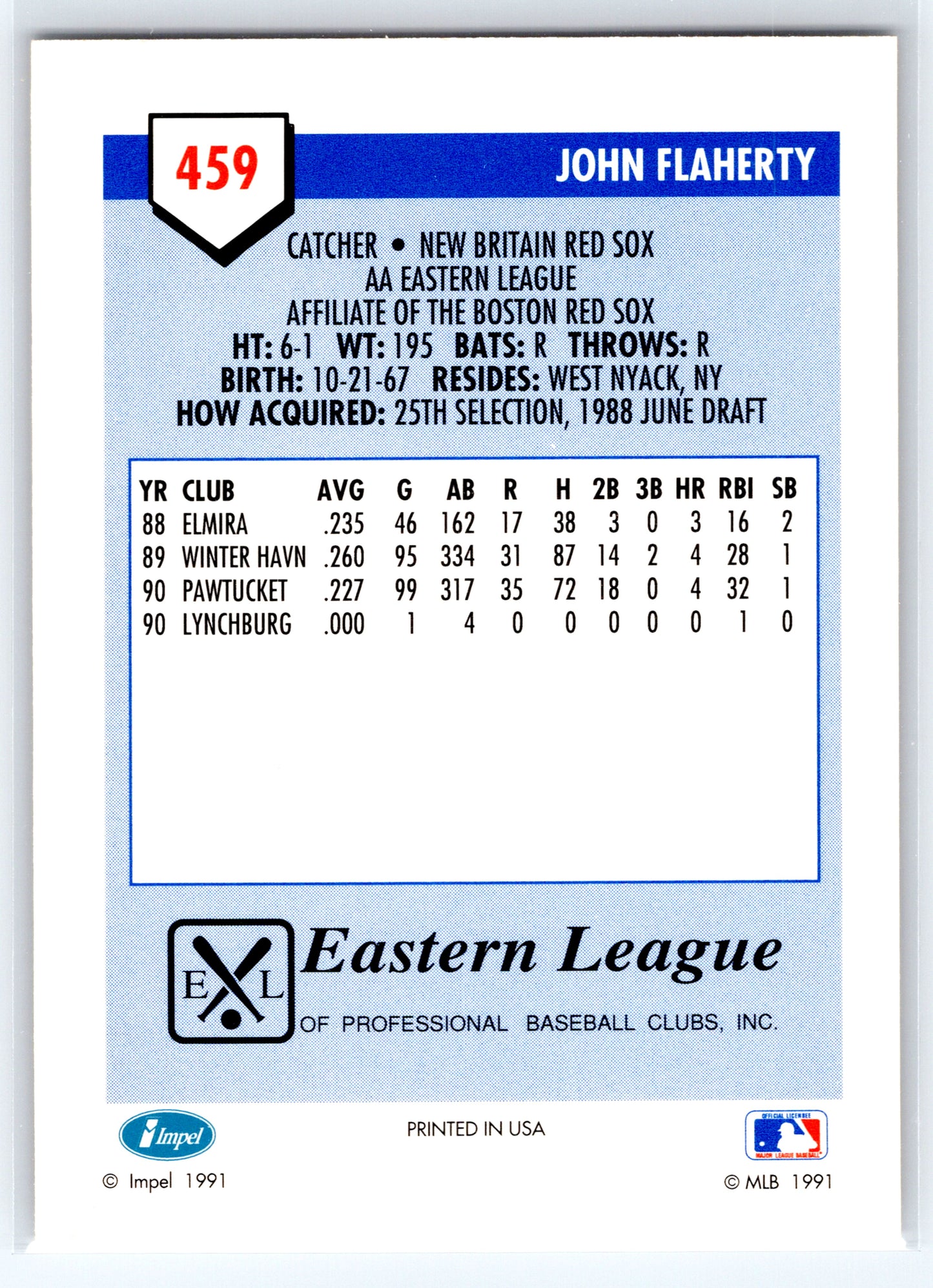 1991 Line Drive AA #459 John Flaherty