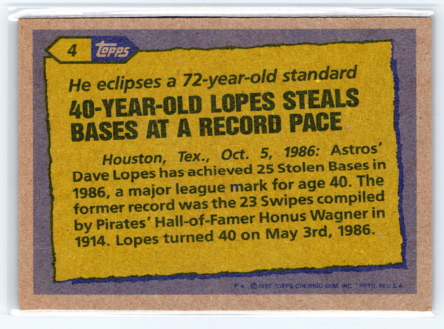 1987 Topps #4 Dave Lopes