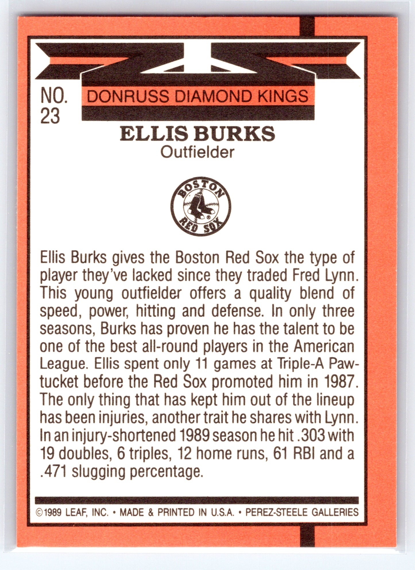 1989 Donruss #23 Ellis Burks