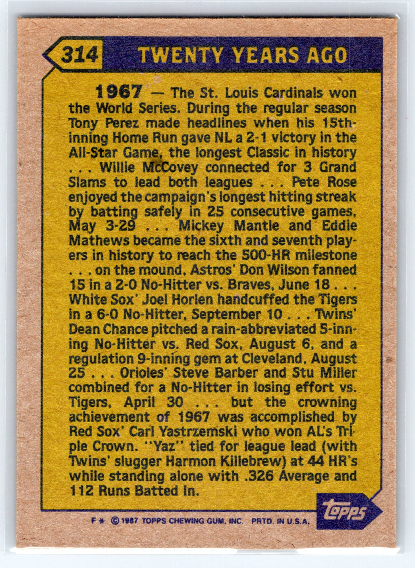 1987 Topps #314 Carl Yastrzemski