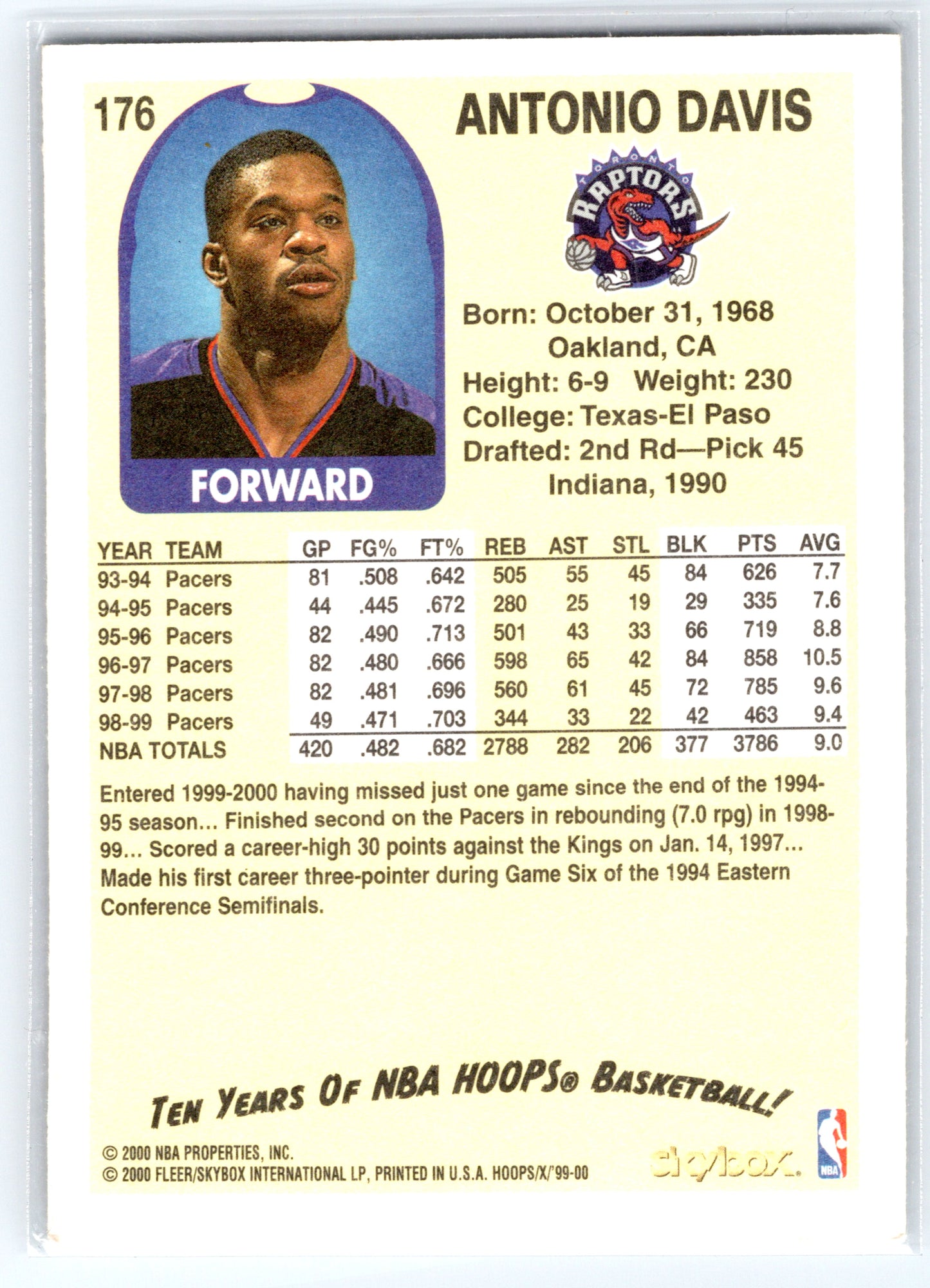 1999-00 Hoops Decade #176 Antonio Davis