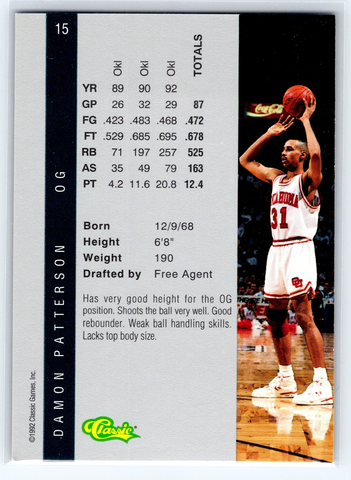 1992 Classic Four Sport #15 Damon Patterson