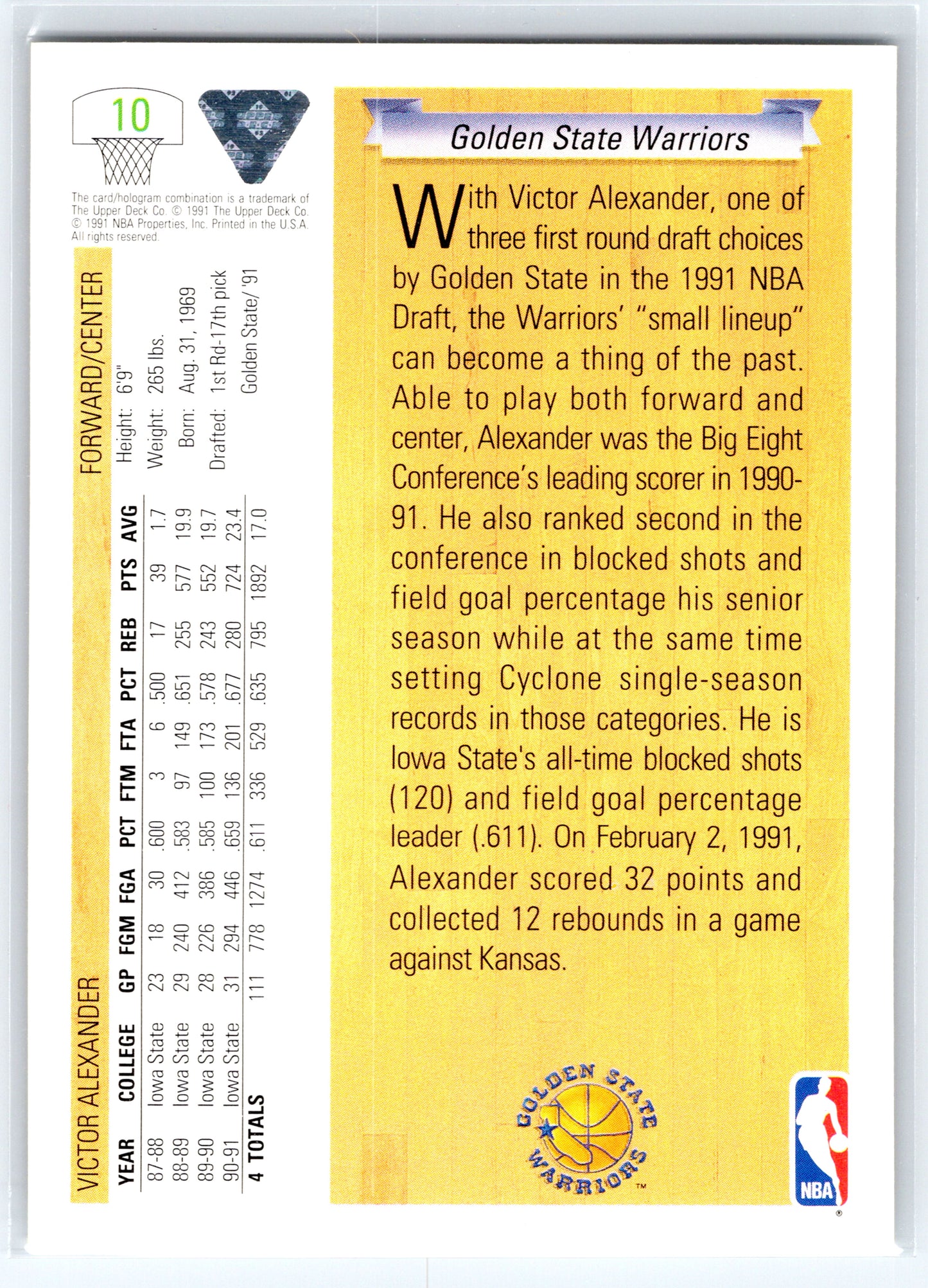 1991-92 Upper Deck #10 Victor Alexander