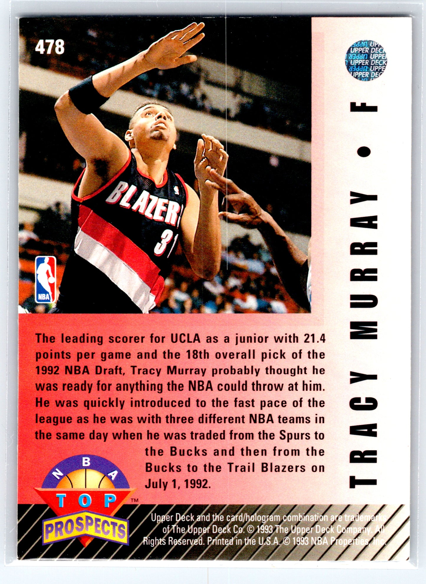 1992-93 Upper Deck #478 Tracy Murray