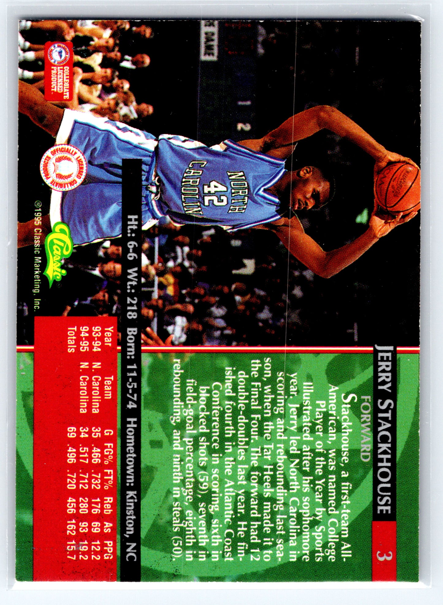 1995 Classic Rookies #3 Jerry Stackhouse
