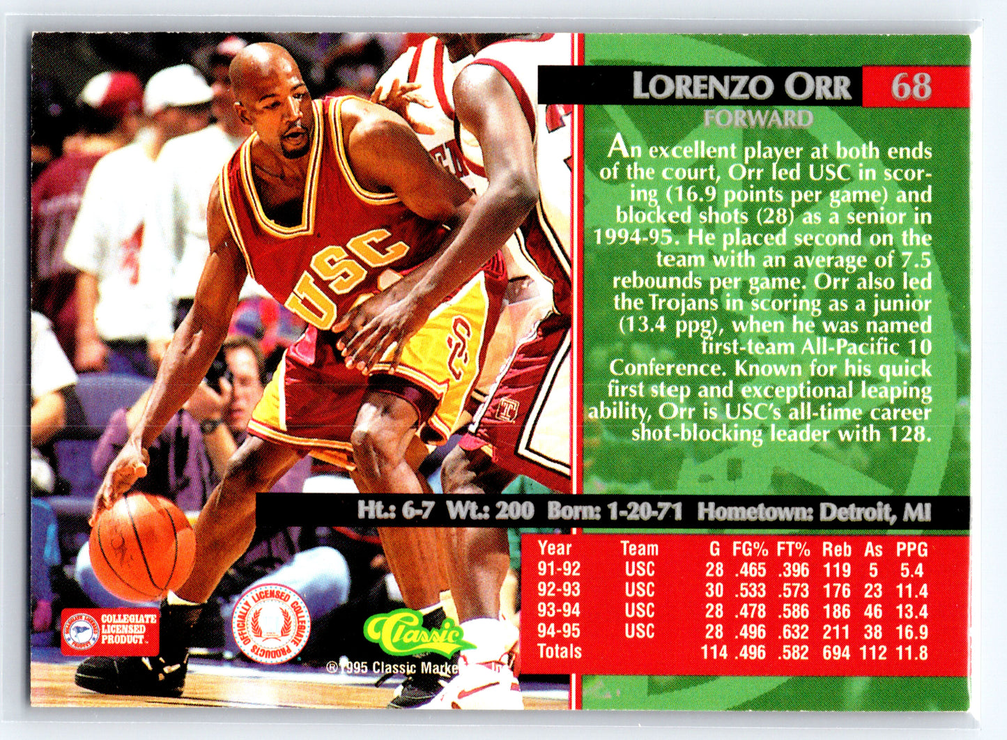 1995 Classic Rookies #68 Lorenzo Orr