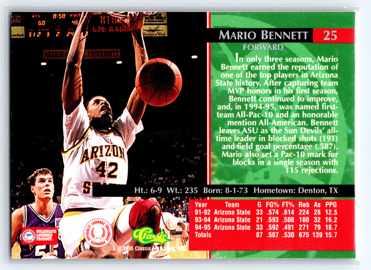 1995 Classic Rookies #25 Mario Bennett