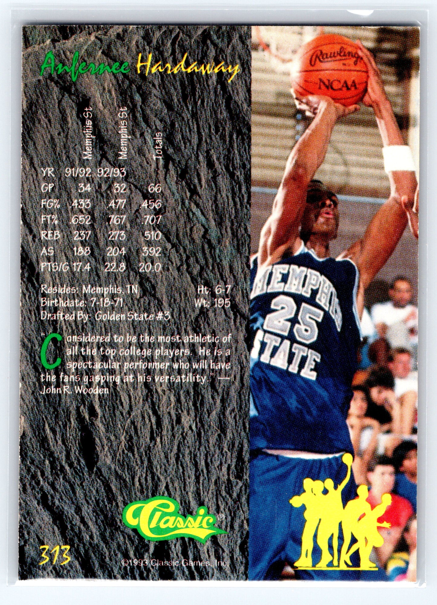 1993 Classic Four Sport #313 Anfernee Hardaway Gold
