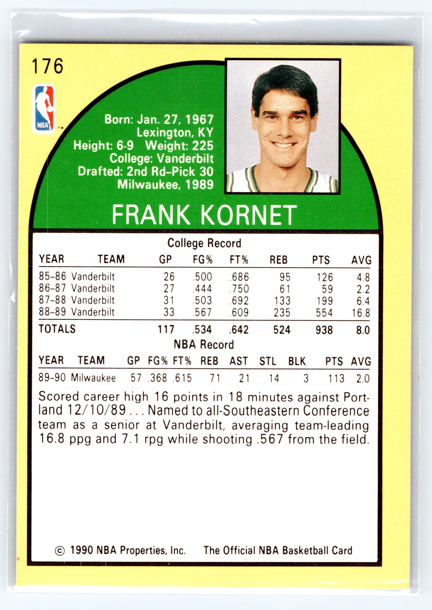 1990-91 Hoops #176 Frank Kornet