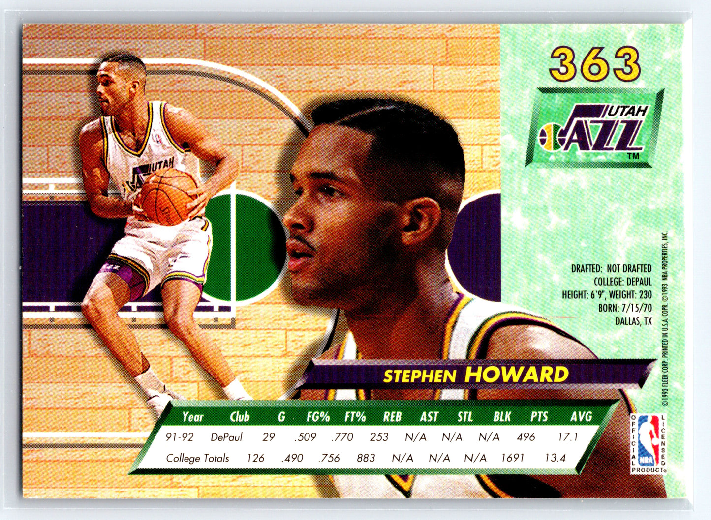 1992-93 Ultra #363 Stephen Howard