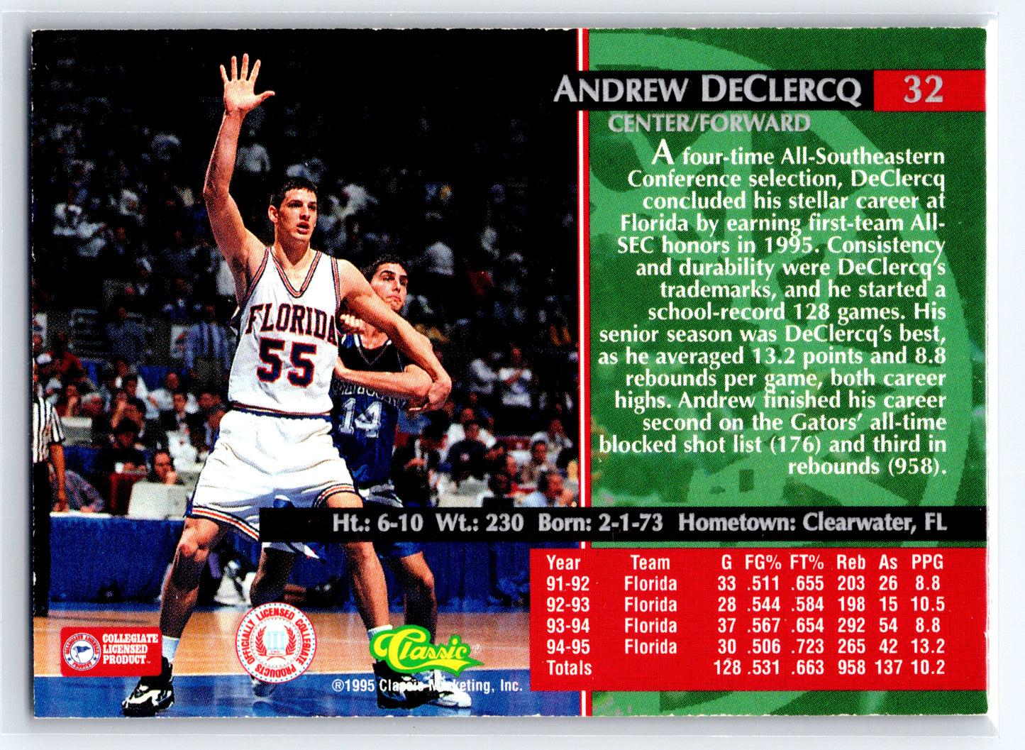 1995 Classic Rookies #32 Andrew DeClercq