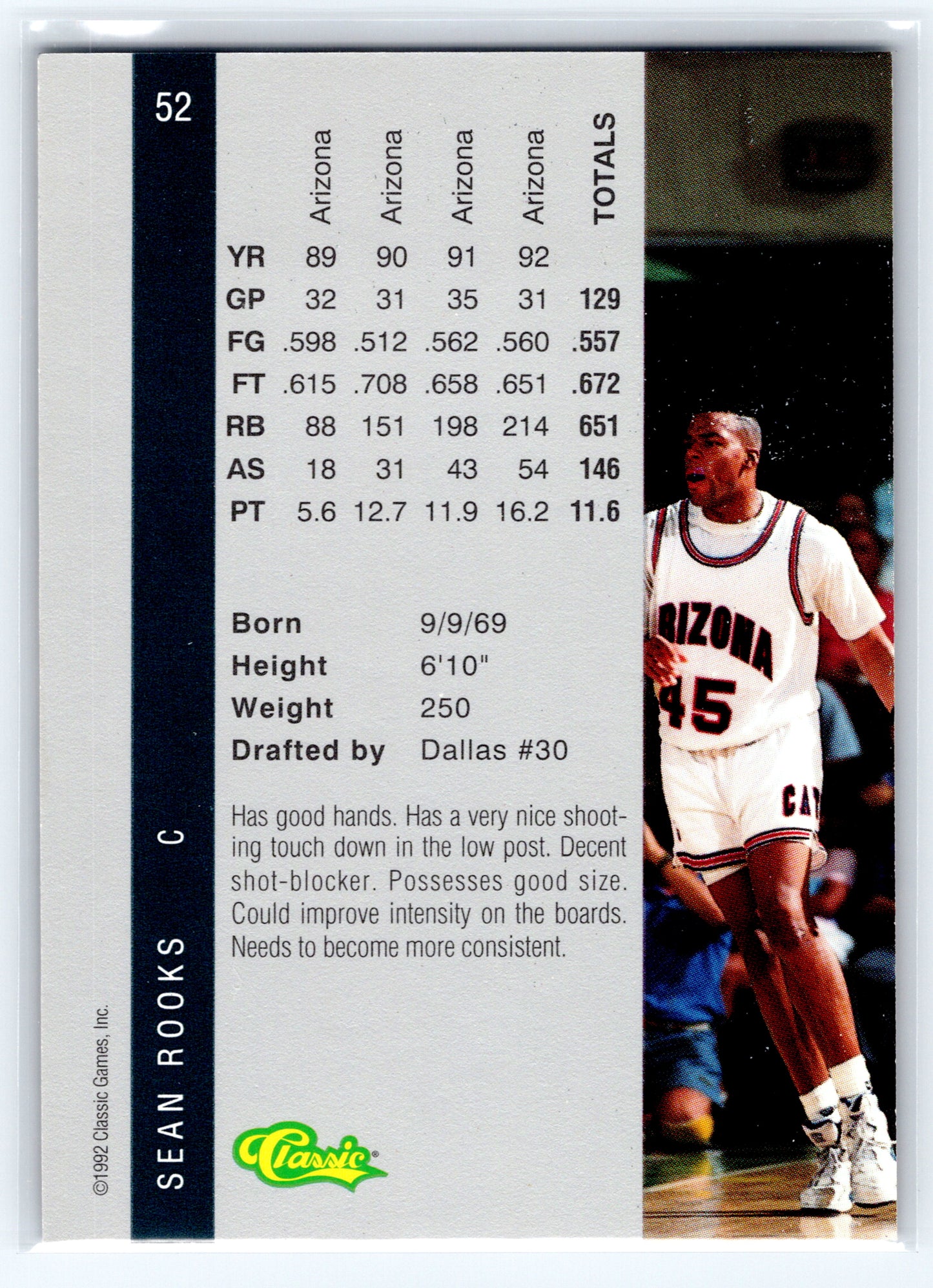 1992 Classic Four Sport #52 Sean Rooks