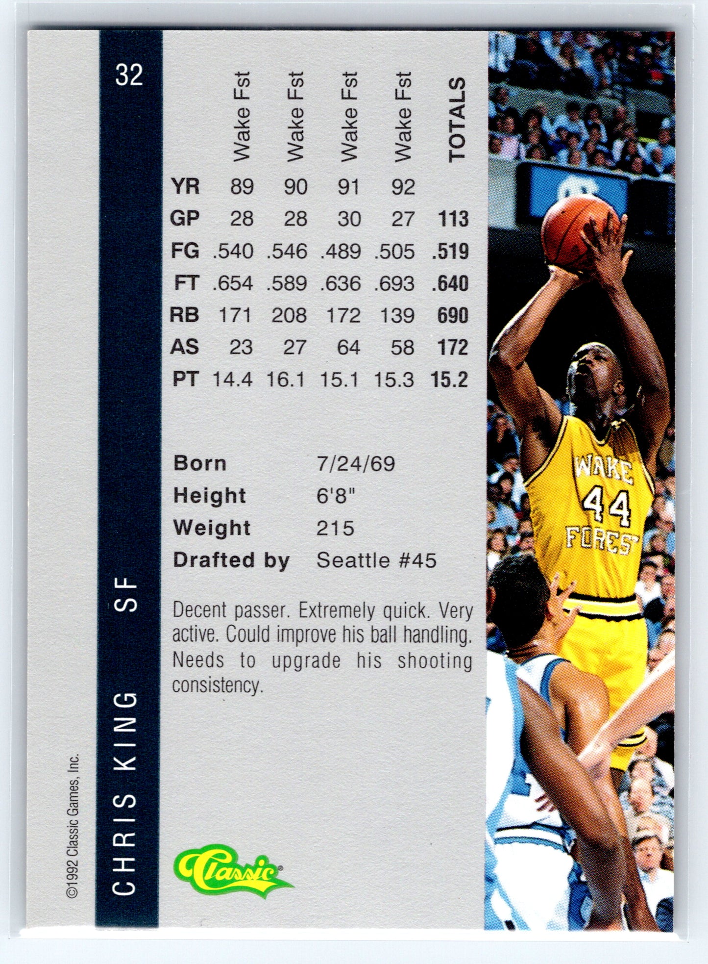 1992 Classic Four Sport #32 Chris King