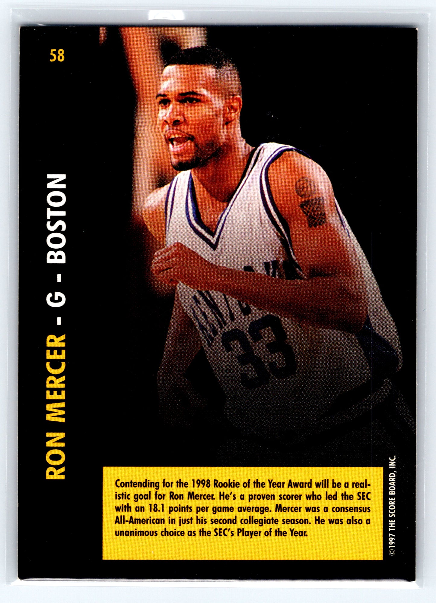 1997 Score Board Rookies #58 Ron Mercer