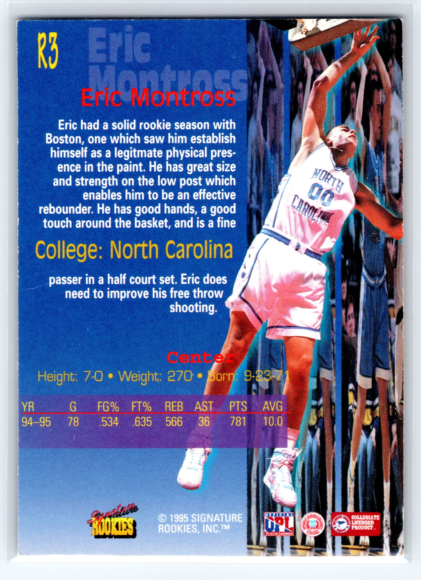 1995 Signature Rookies Draft Day #R3 Eric Montross Reflections Signatures #/255