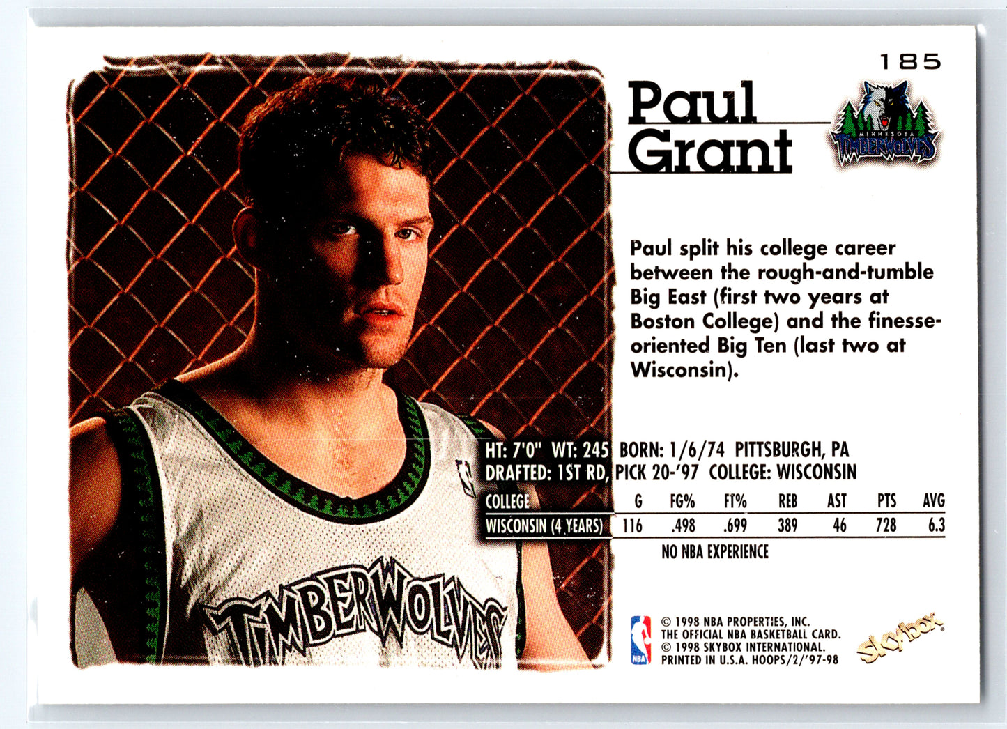 1997-98 Hoops #185 Paul Grant
