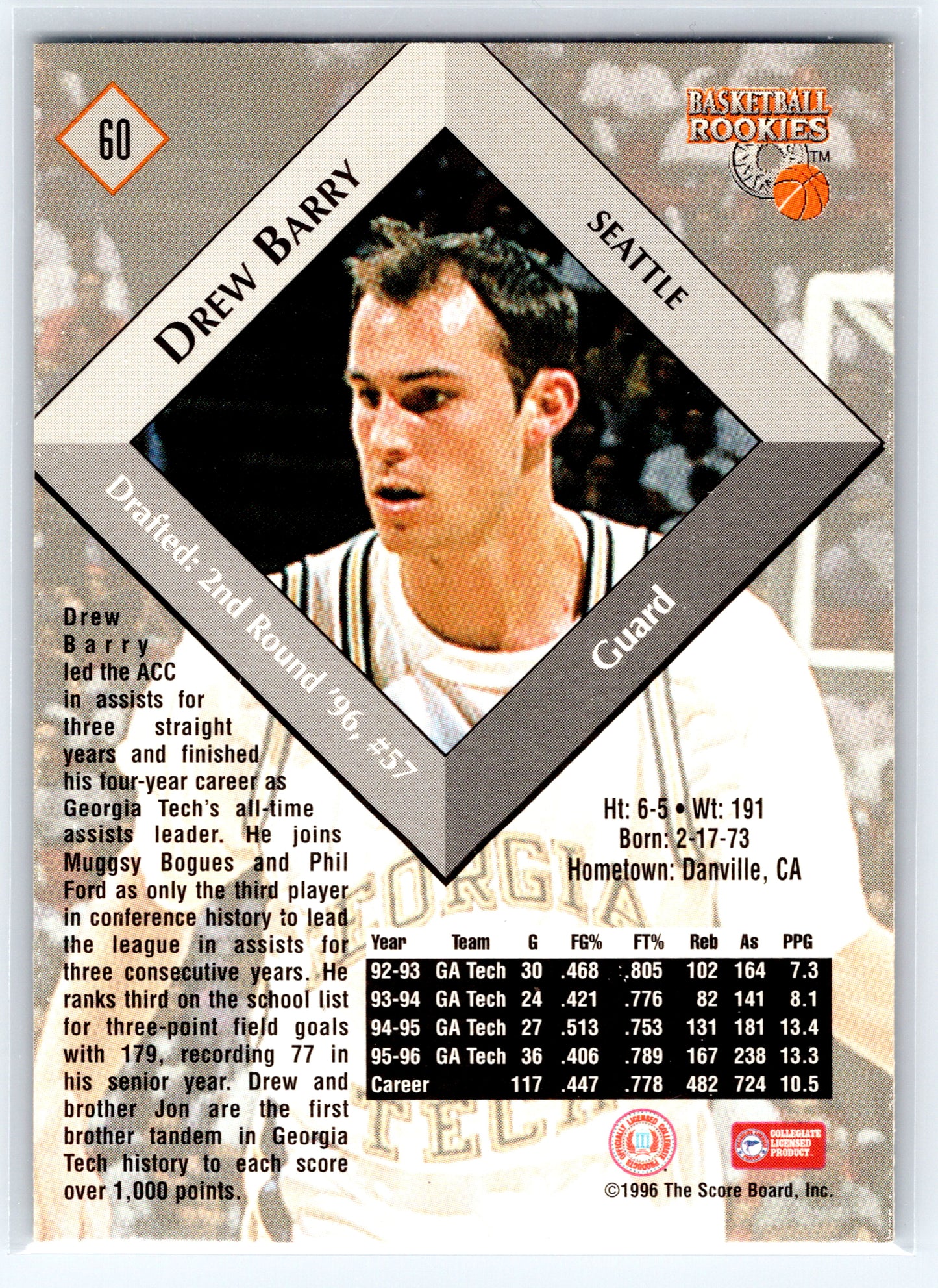 1996 Score Board Rookies #60 Drew Barry