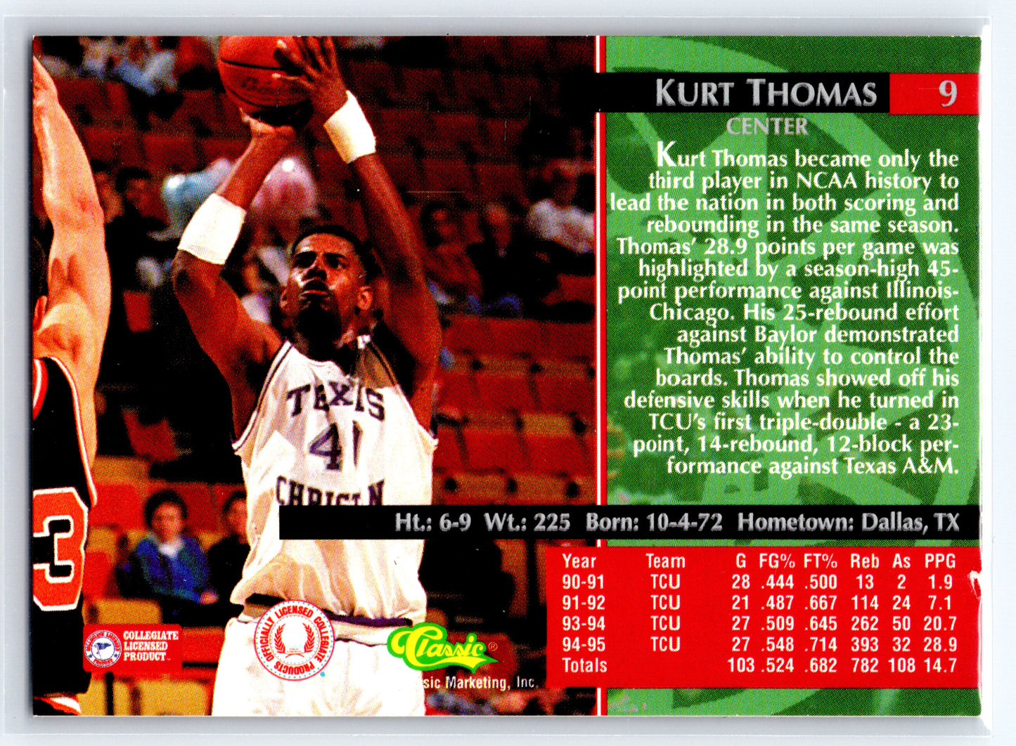 1995 Classic Rookies #9 Kurt Thomas