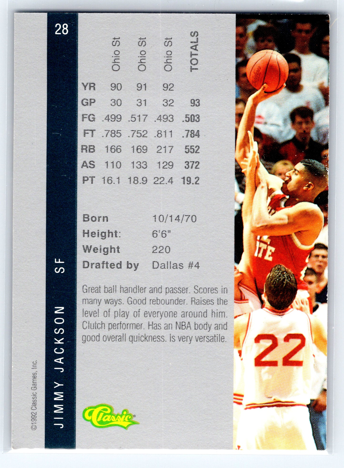 1992 Classic Four Sport #28 Jimmy Jackson