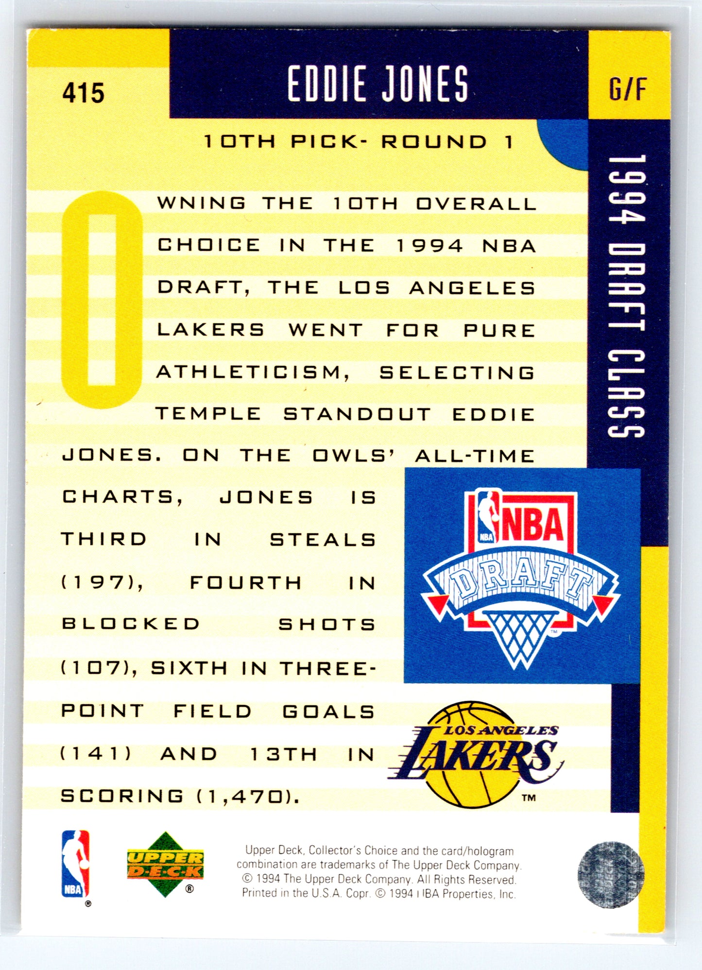 1994-95 Collector's Choice #415 Eddie Jones