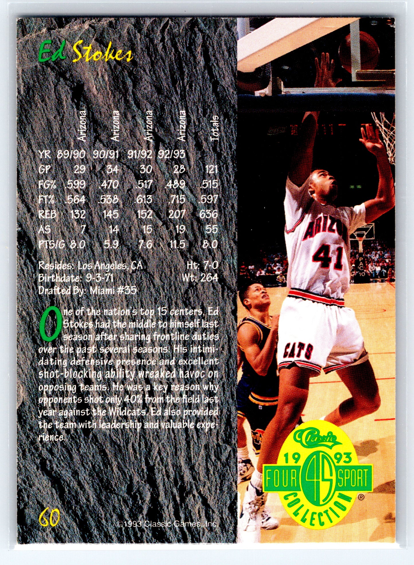 1993 Classic Four Sport #60 Ed Stokes