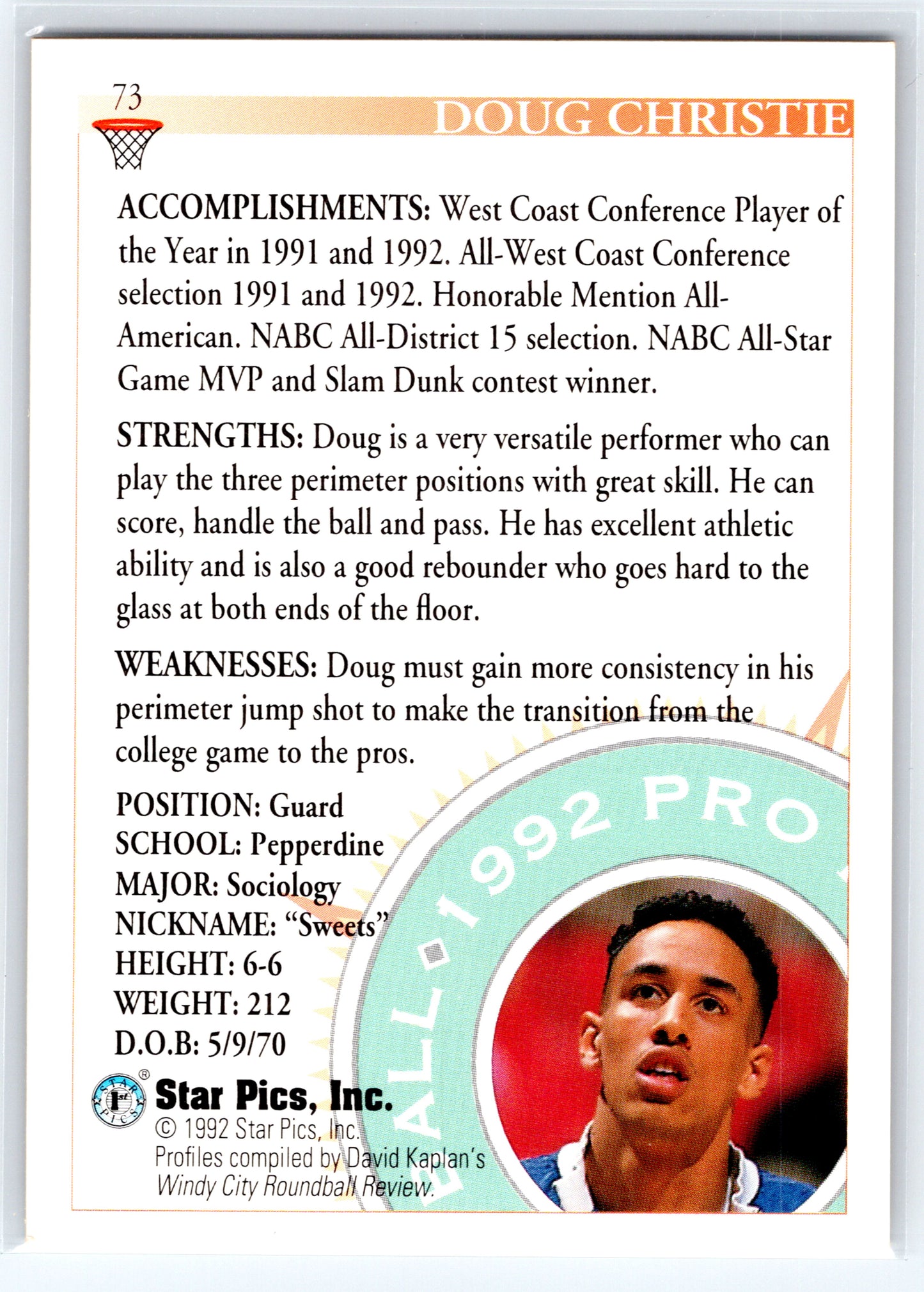 1992 Star Pics #73 Doug Christie