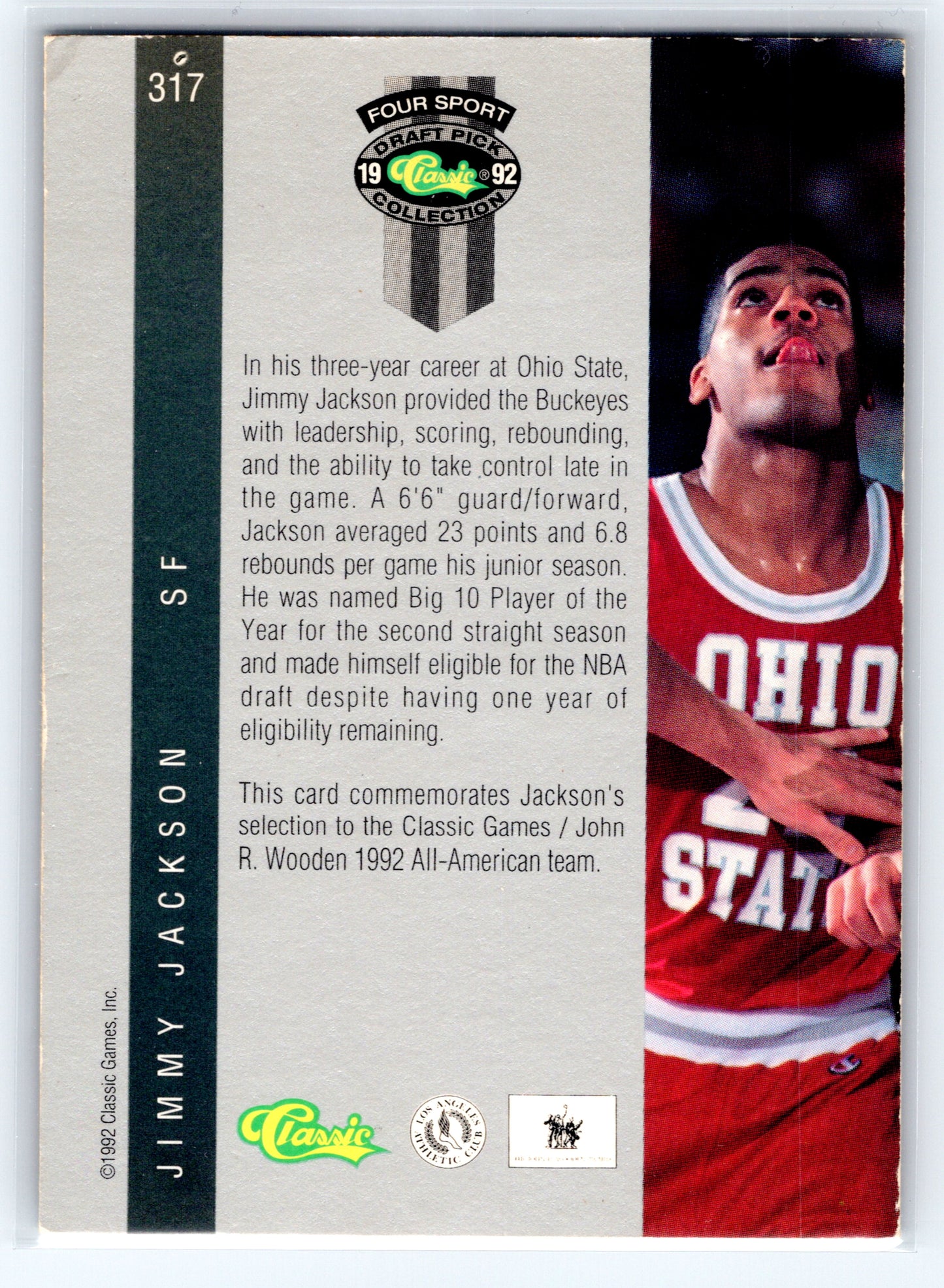 1992 Classic Four Sport #317 Jimmy Jackson