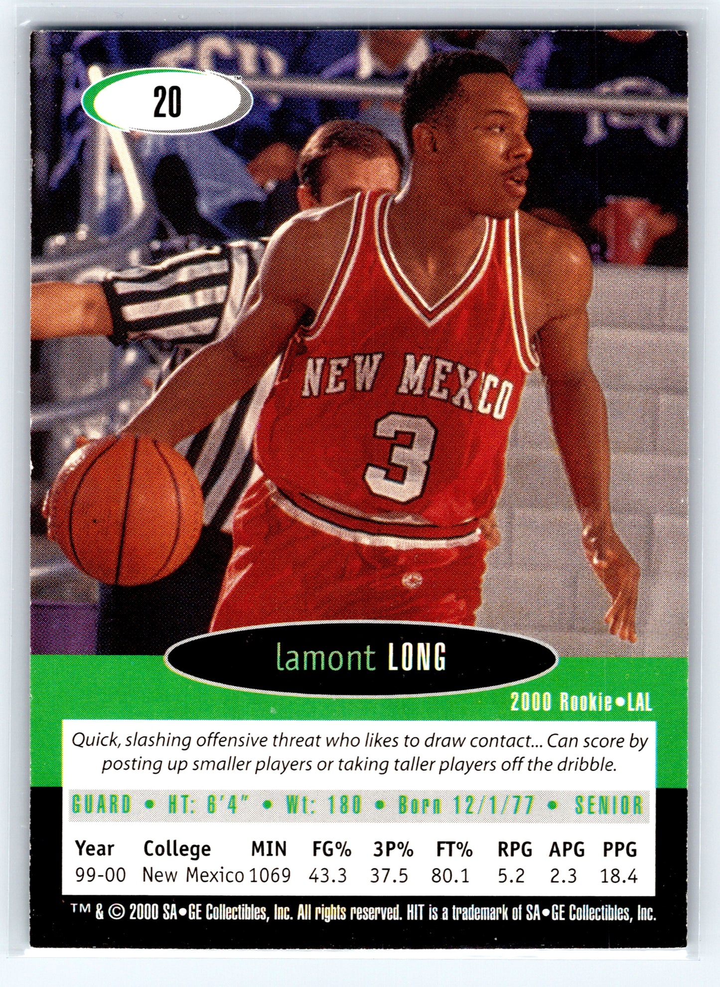 2000 SAGE HIT #20 Lamont Long NRG