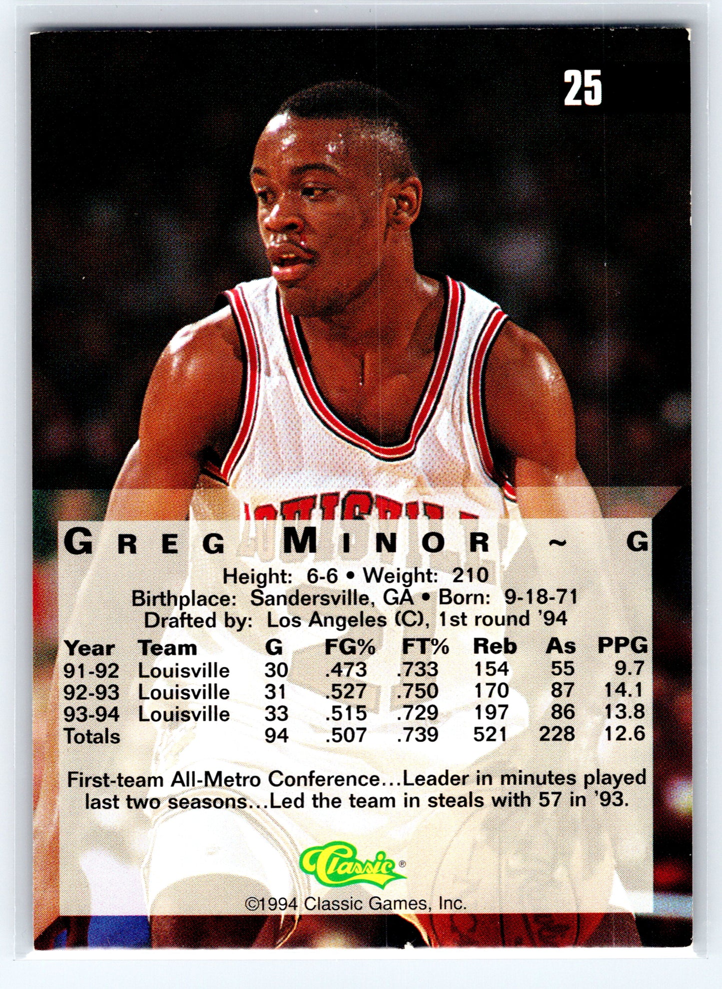 1994 Classic Four Sport #25 Greg Minor