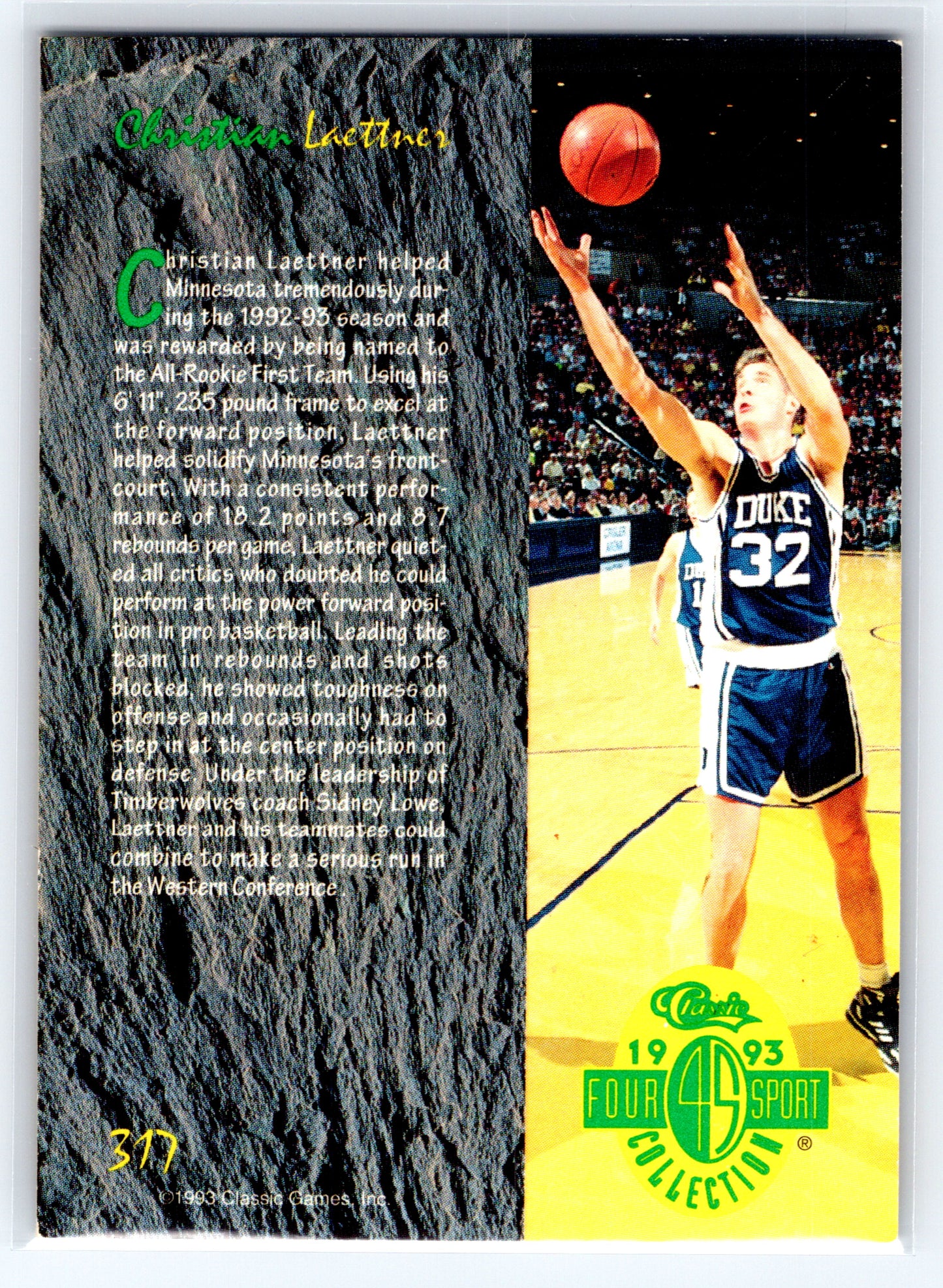 1993 Classic Four Sport #317 Christian Laettner