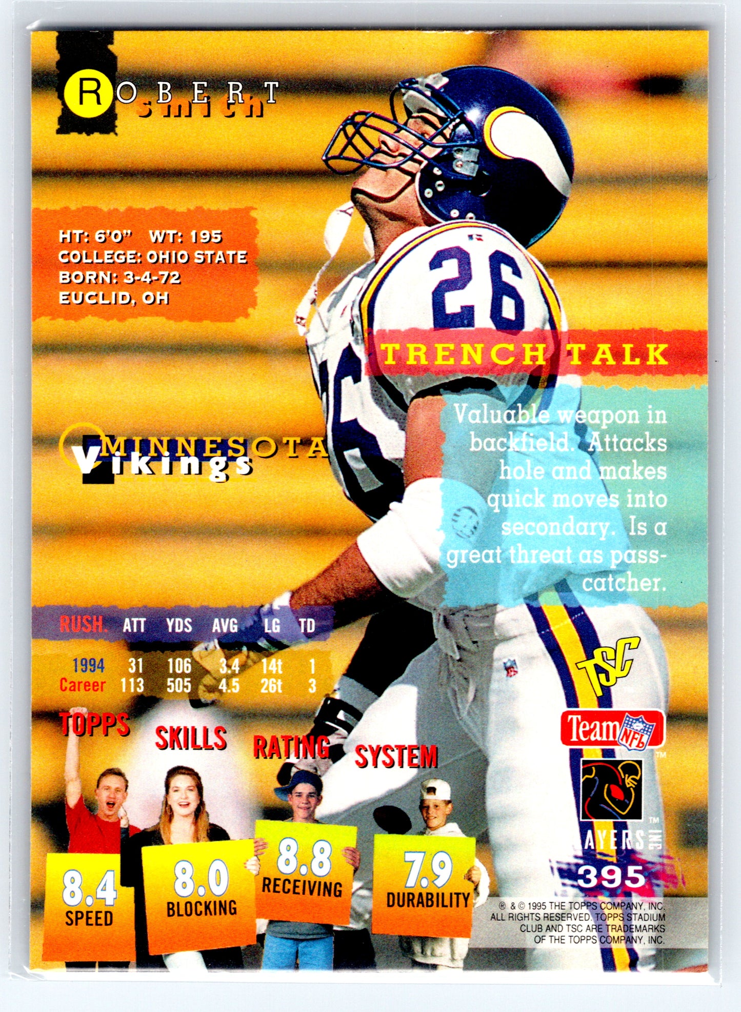 1995 Stadium Club #395 Robert Smith