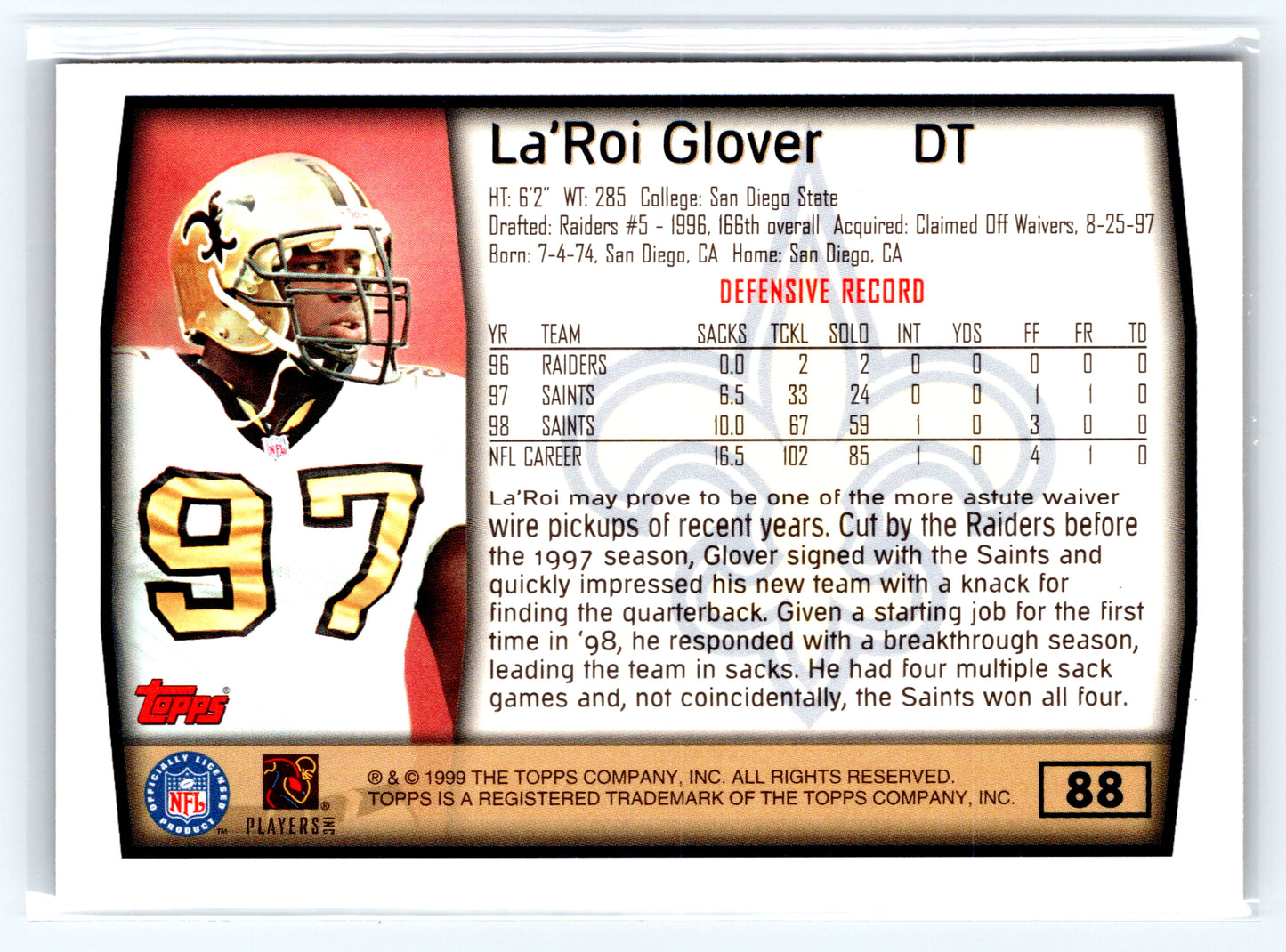 1999 Topps #88 La'Roi Glover