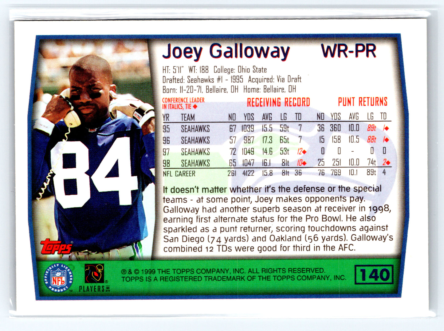 1999 Topps #140 Joey Galloway
