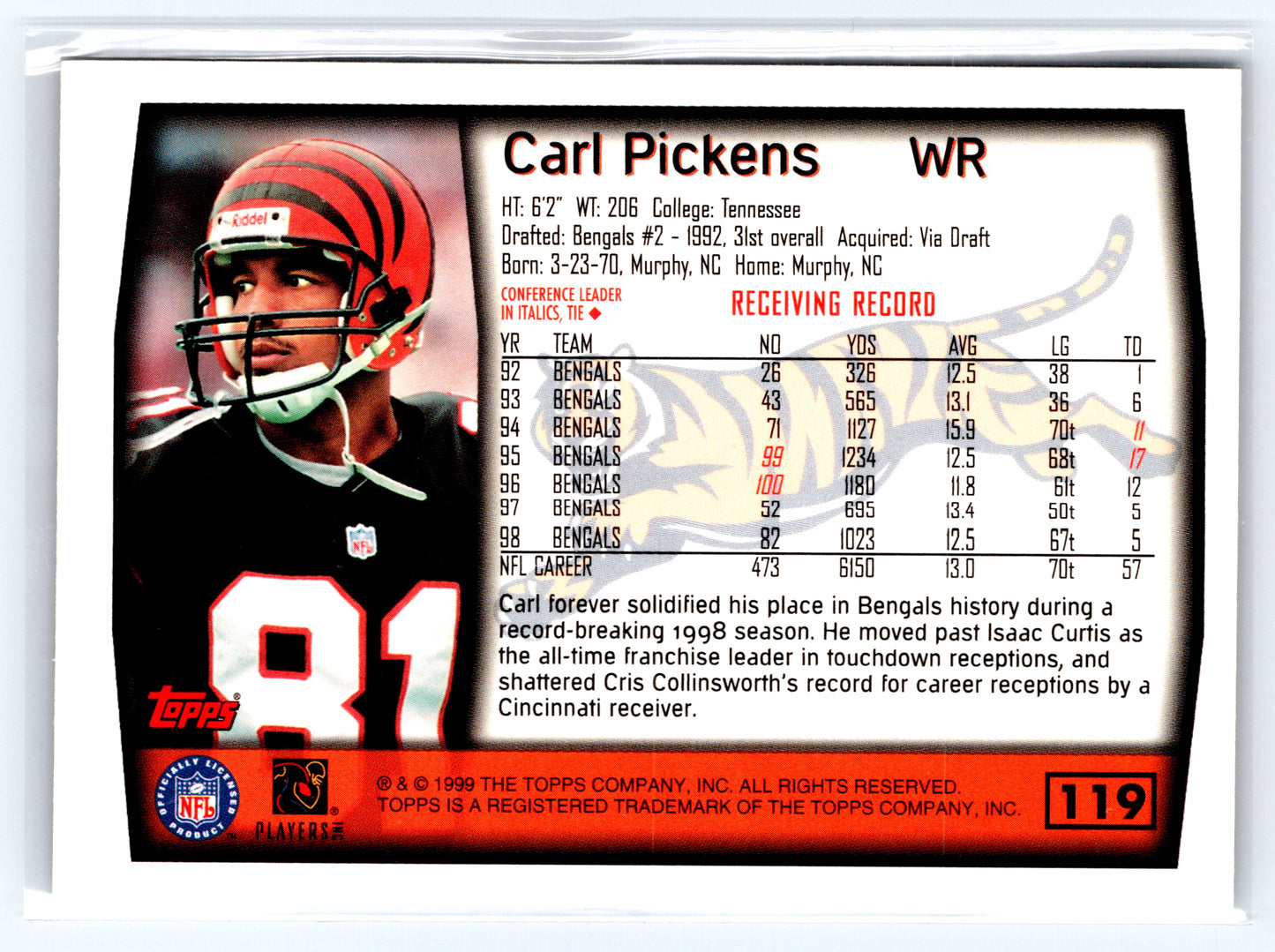 1999 Topps #119 Carl Pickens