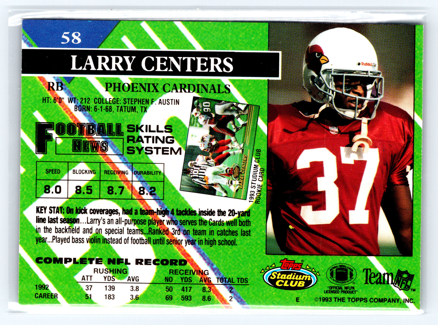 1993 Stadium Club #58 Larry Centers