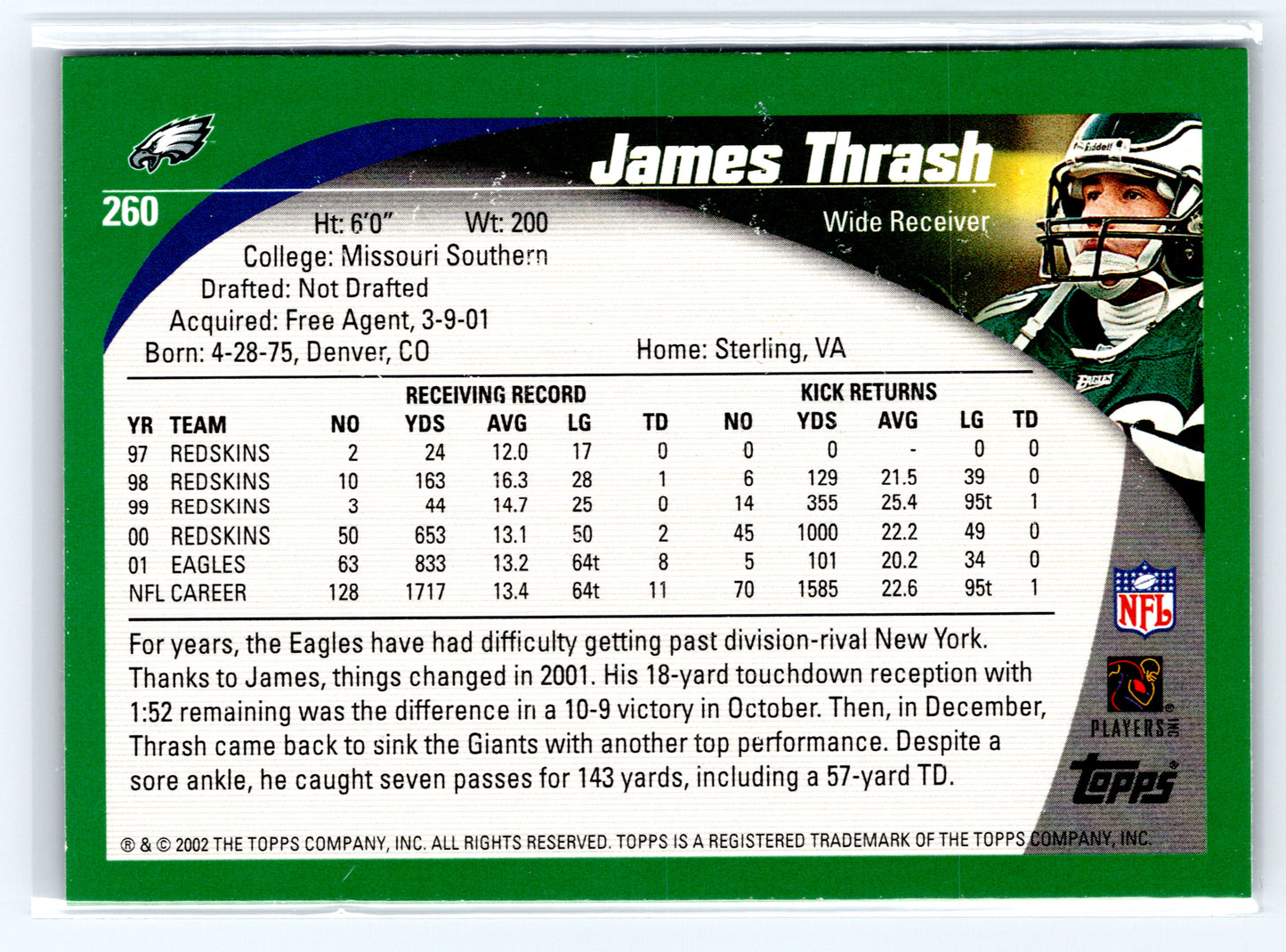 2002 Topps #260 James Thrash Topps Collection