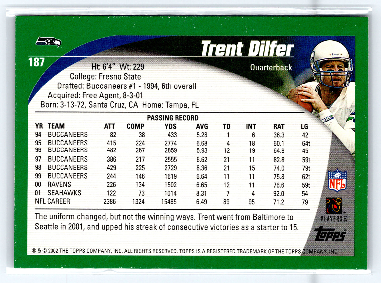 2002 Topps #187 Trent Dilfer