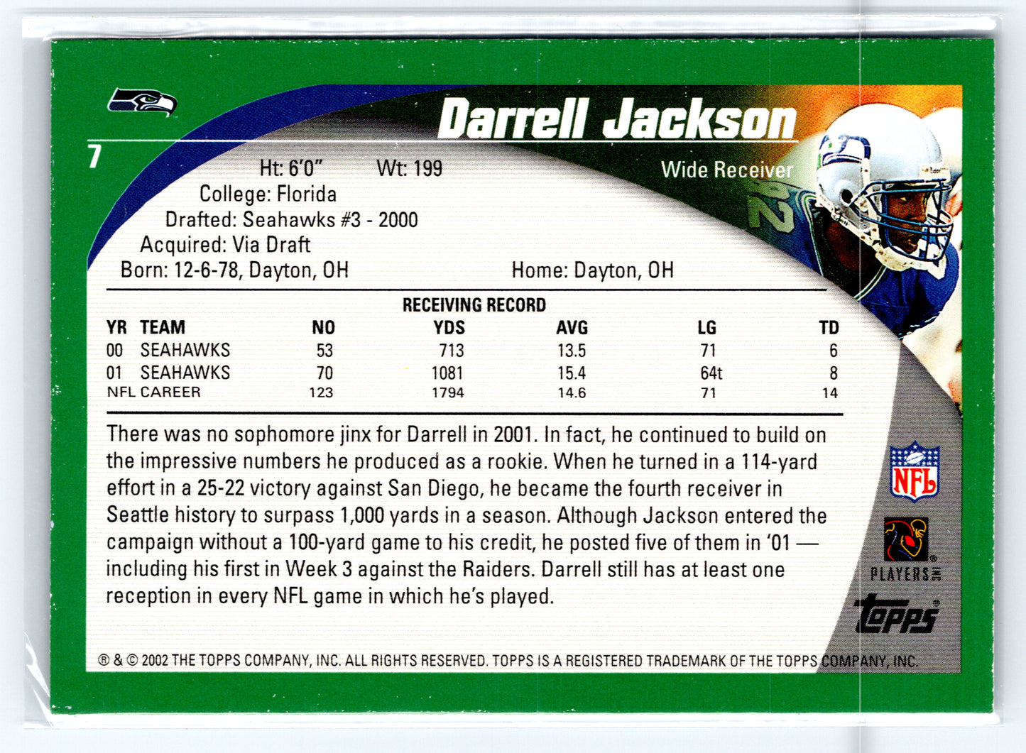2002 Topps #7 Darrell Jackson