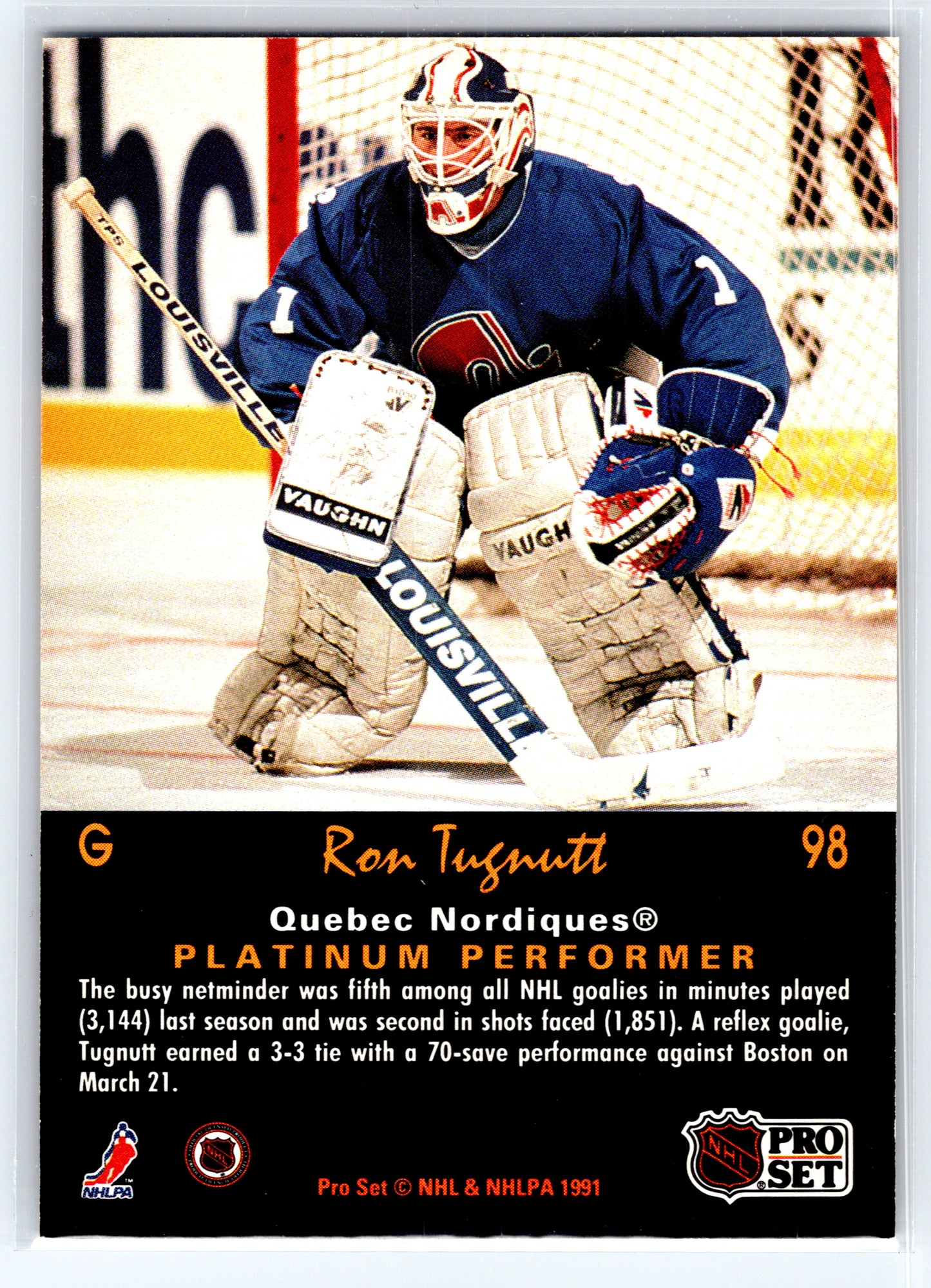 1991-92 Pro Set Platinum #98 Ron Tugnutt