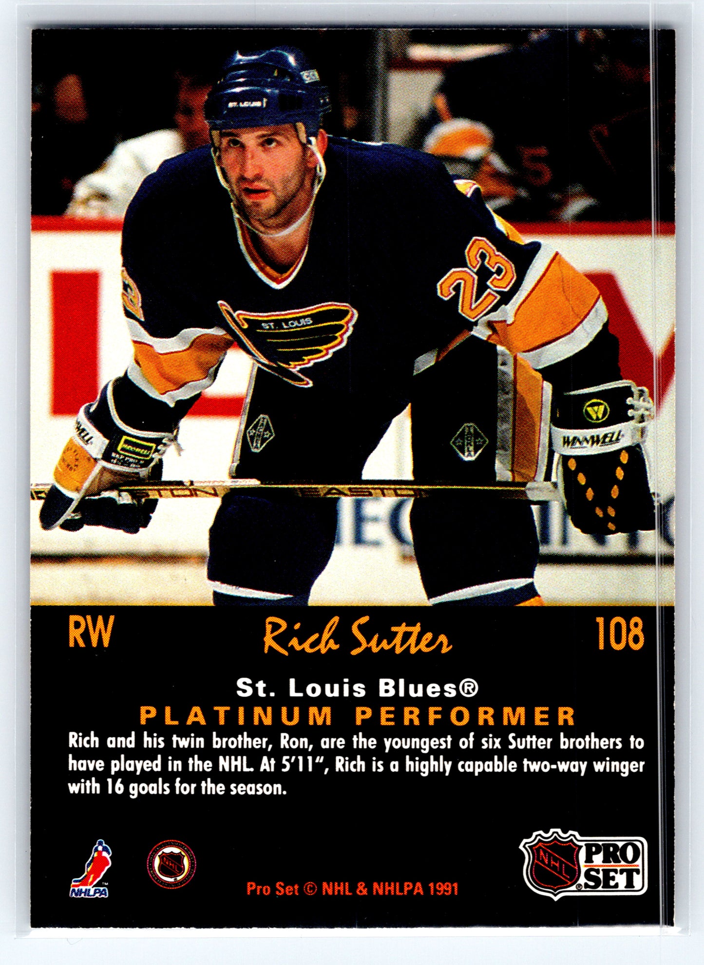 1991-92 Pro Set Platinum #108 Rich Sutter