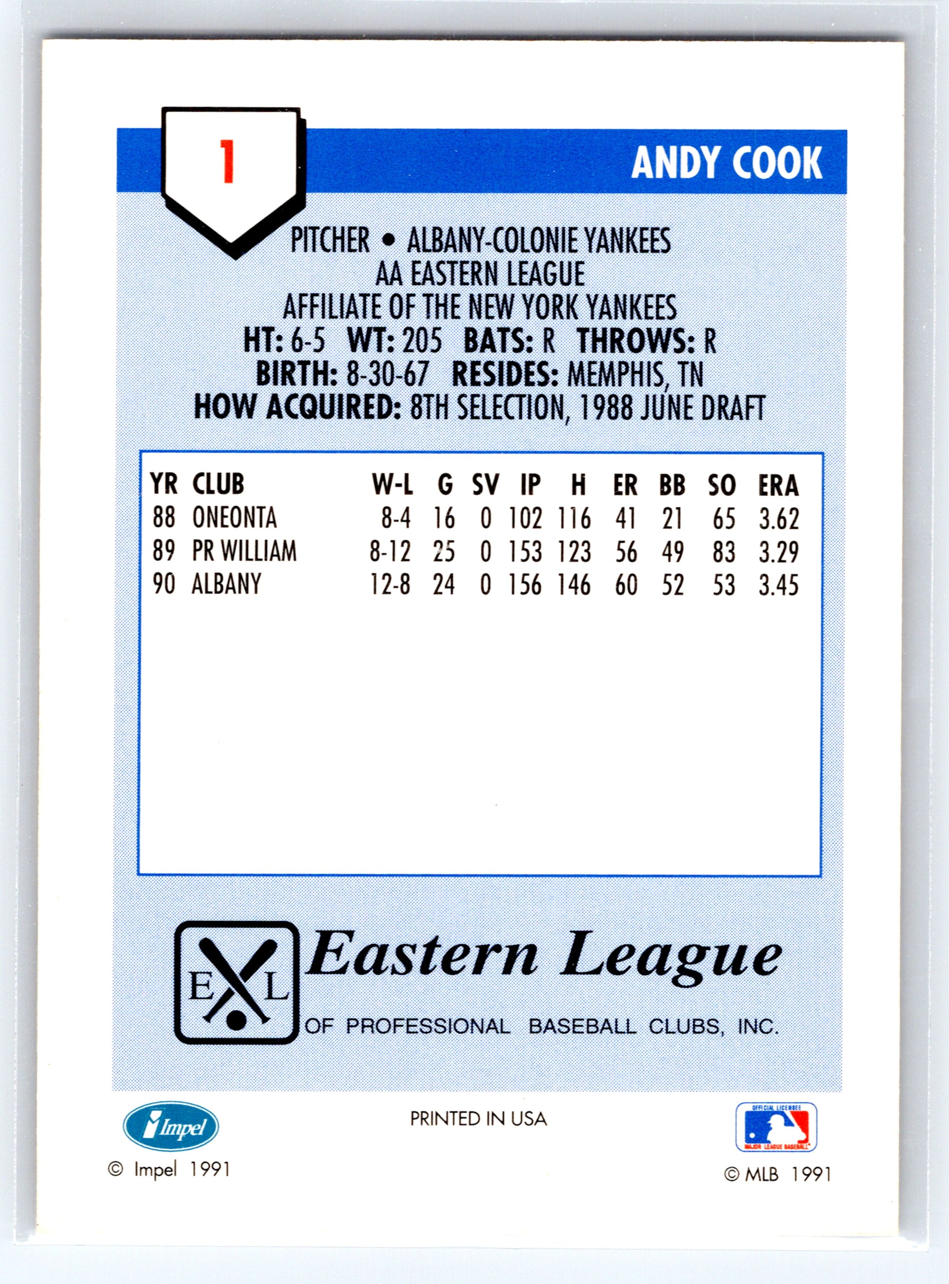 1991 Line Drive AA #1 Andy Cook