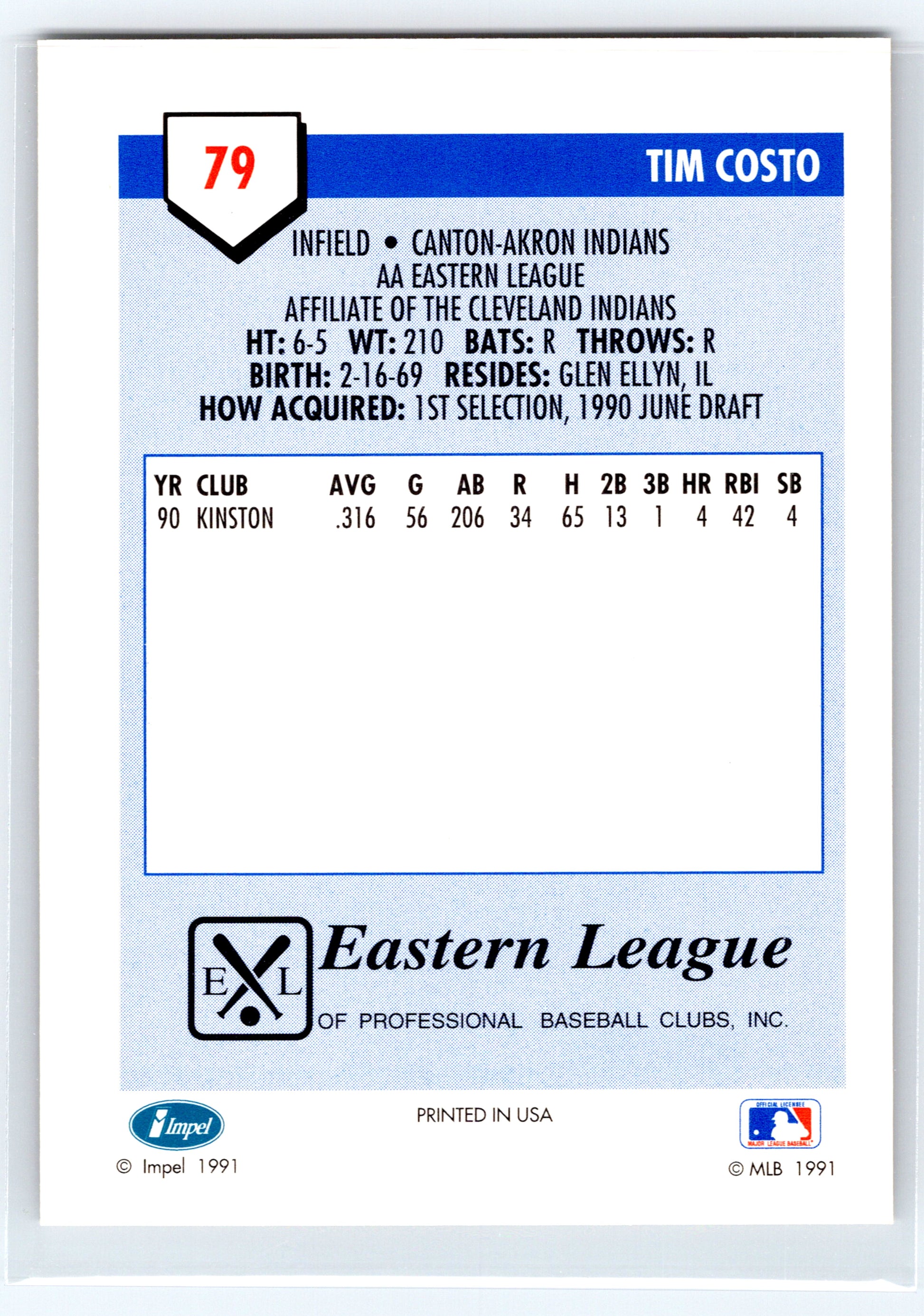 1991 Line Drive AA #79 Tim Costo