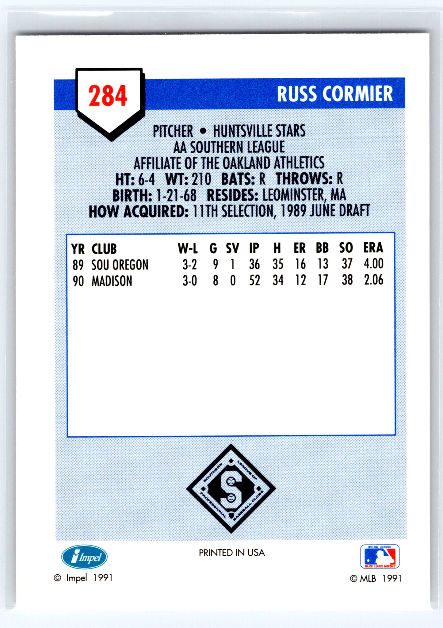 1991 Line Drive AA #284 Russ Cormier